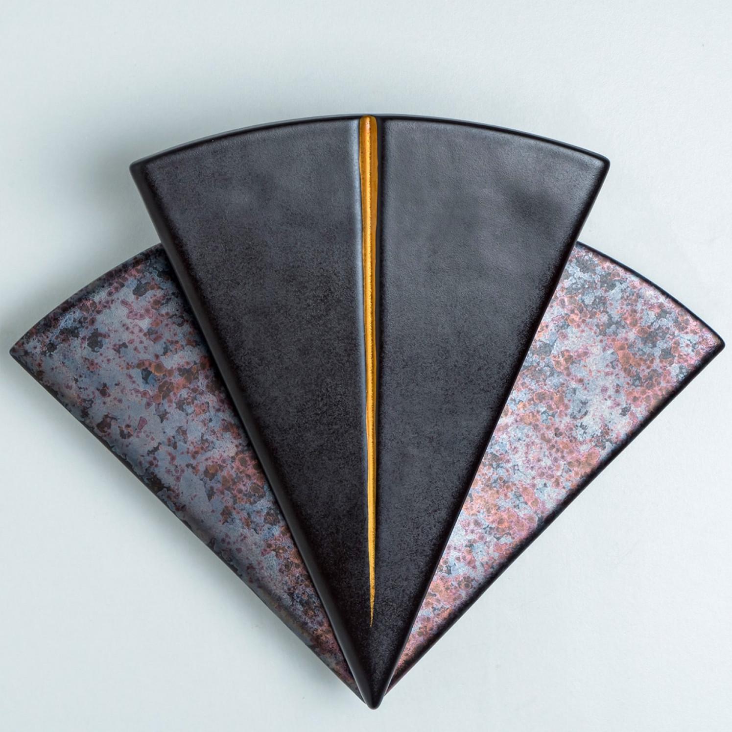 Other Pair of PAN Keramik Triangle Wall Lights, Germany, 1970s For Sale