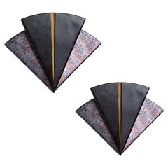 Pair of PAN Keramik Triangle Wall Lights, Germany, 1970s