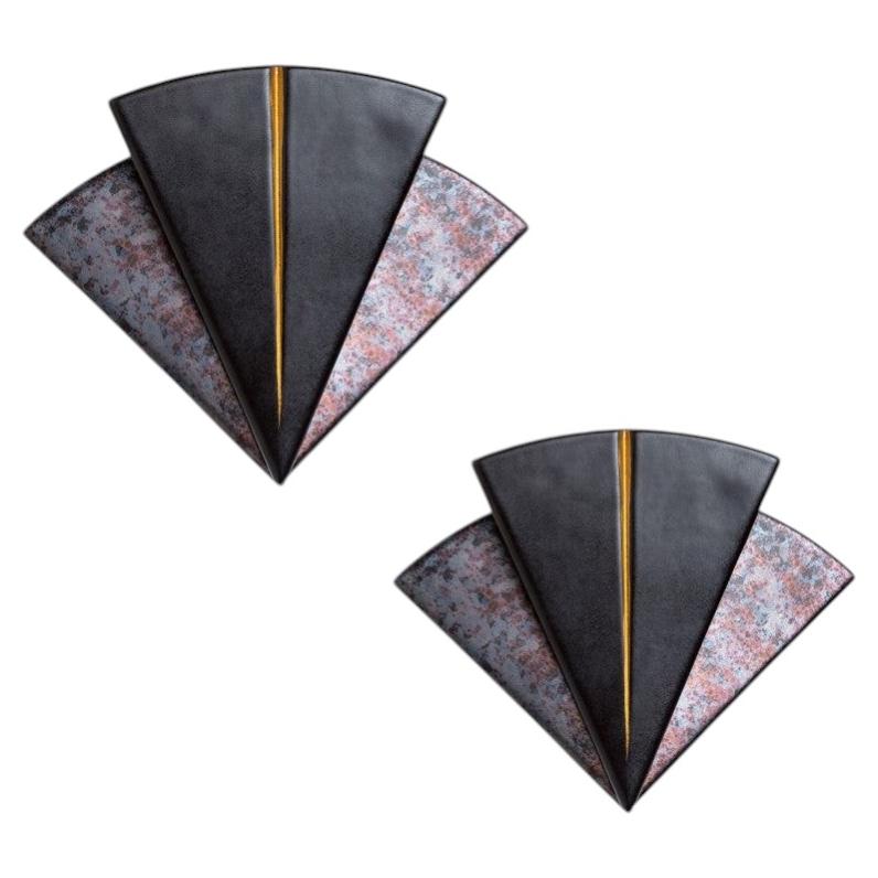 Pair of PAN Keramik Triangle Wall Lights, Germany, 1970s For Sale