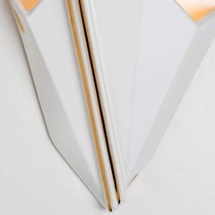 Pair of PAN Keramik White Stripe Porcelain Lamp, Germany, 1970s