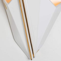 Pair of PAN Keramik White Stripe Porcelain Lamp, Germany, 1970s