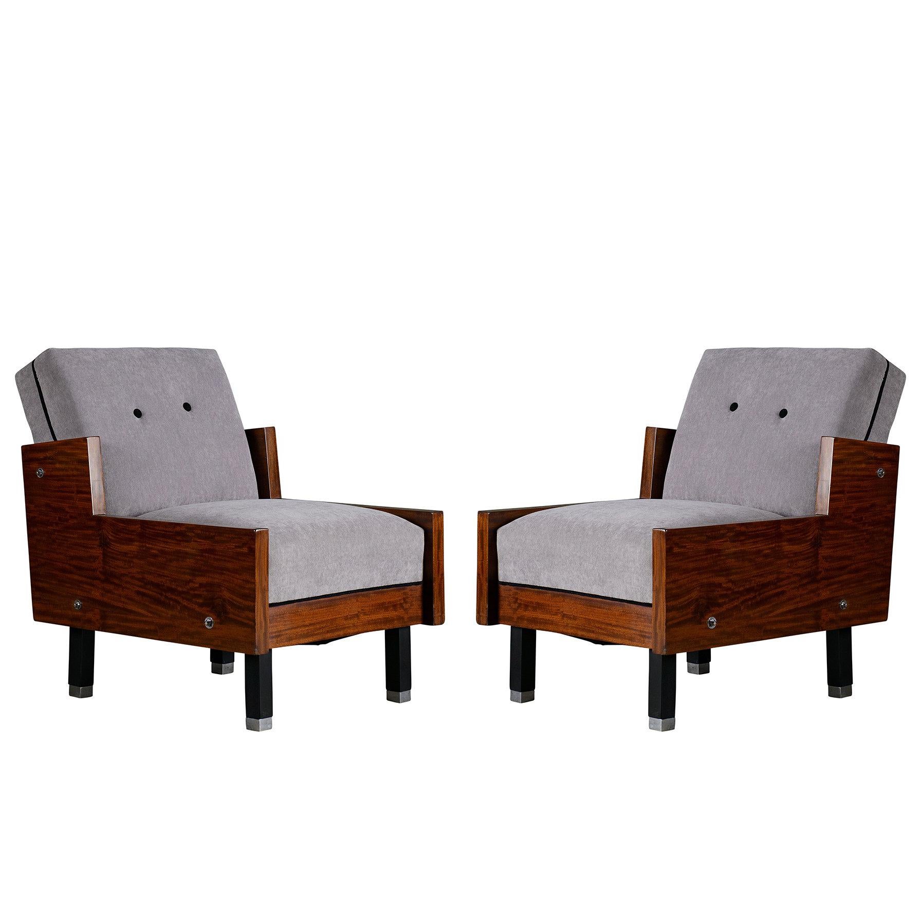 Pair of Panelled Side Midcentury Club Chairs