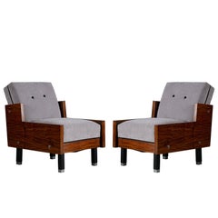Pair of Panelled Side Midcentury Club Chairs