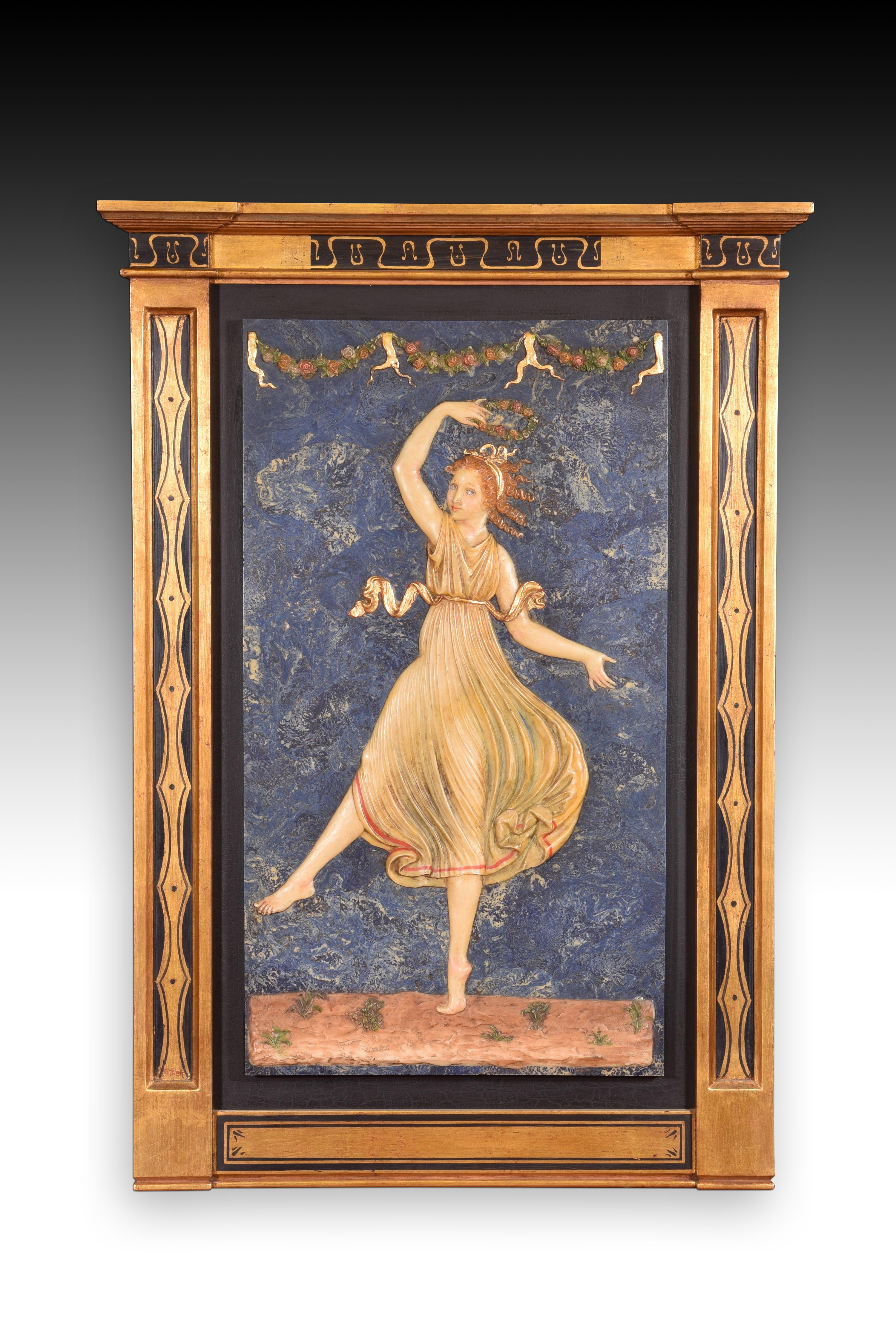 Tafelbildpaar, Tänzer. Geformtes Alabaster. 20. Jahrhundert, nach CANOVA, Geweih (Neoklassisches Revival) im Angebot