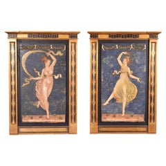 Pair of panels, Dancers. Molded alabaster. 20th century, after CANOVA, Ant