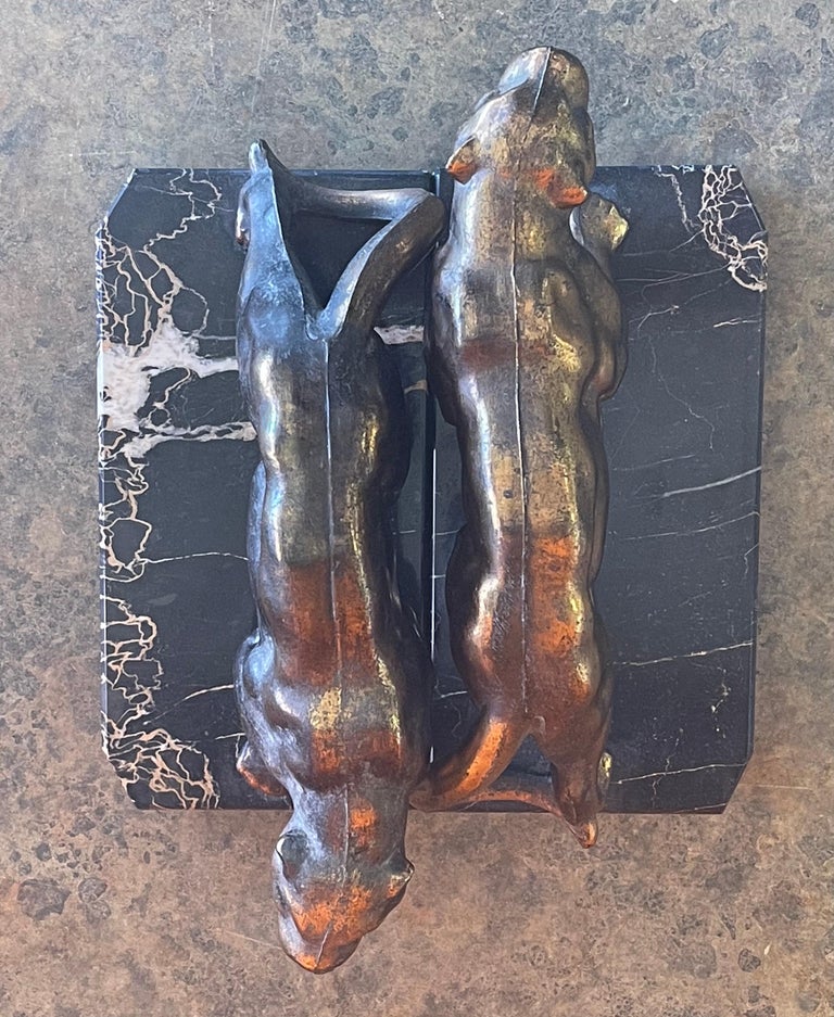 Pair of Panther Art Deco Bookends For Sale at 1stDibs