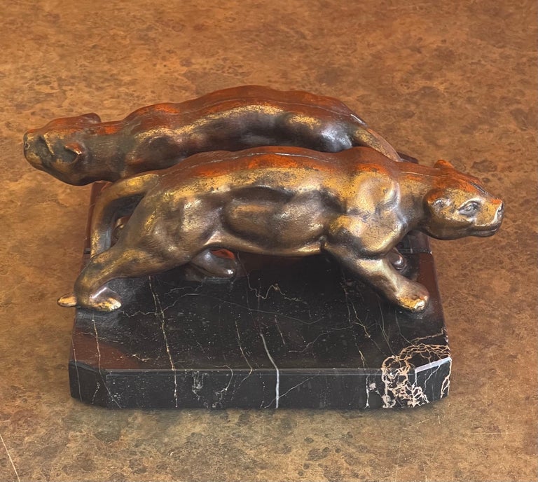 Pair of Panther Art Deco Bookends For Sale at 1stDibs