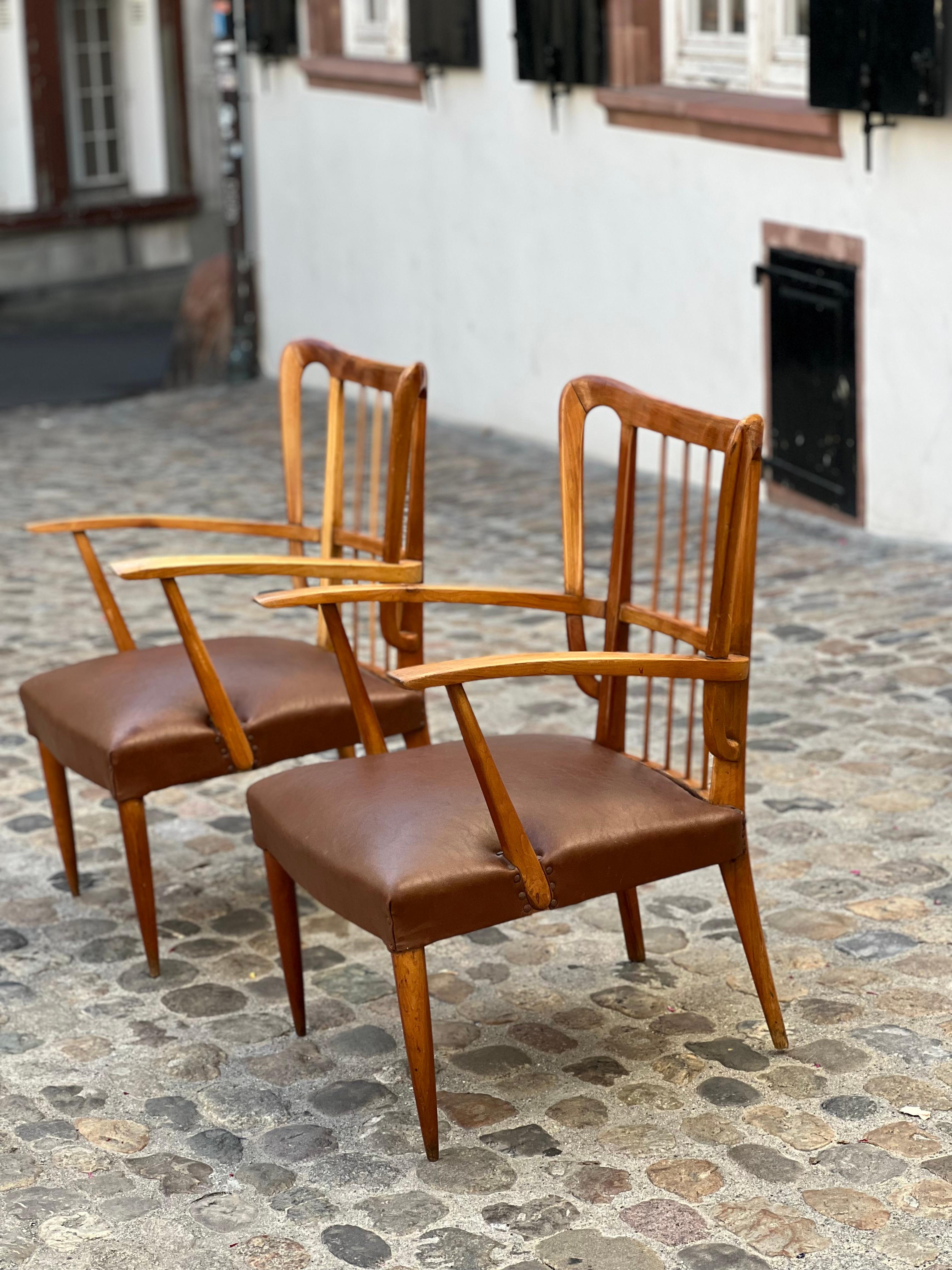 Pair of Paolo Buffa Armchairs in Rosewood, Italy 1950s, Mid-Century Modern 4