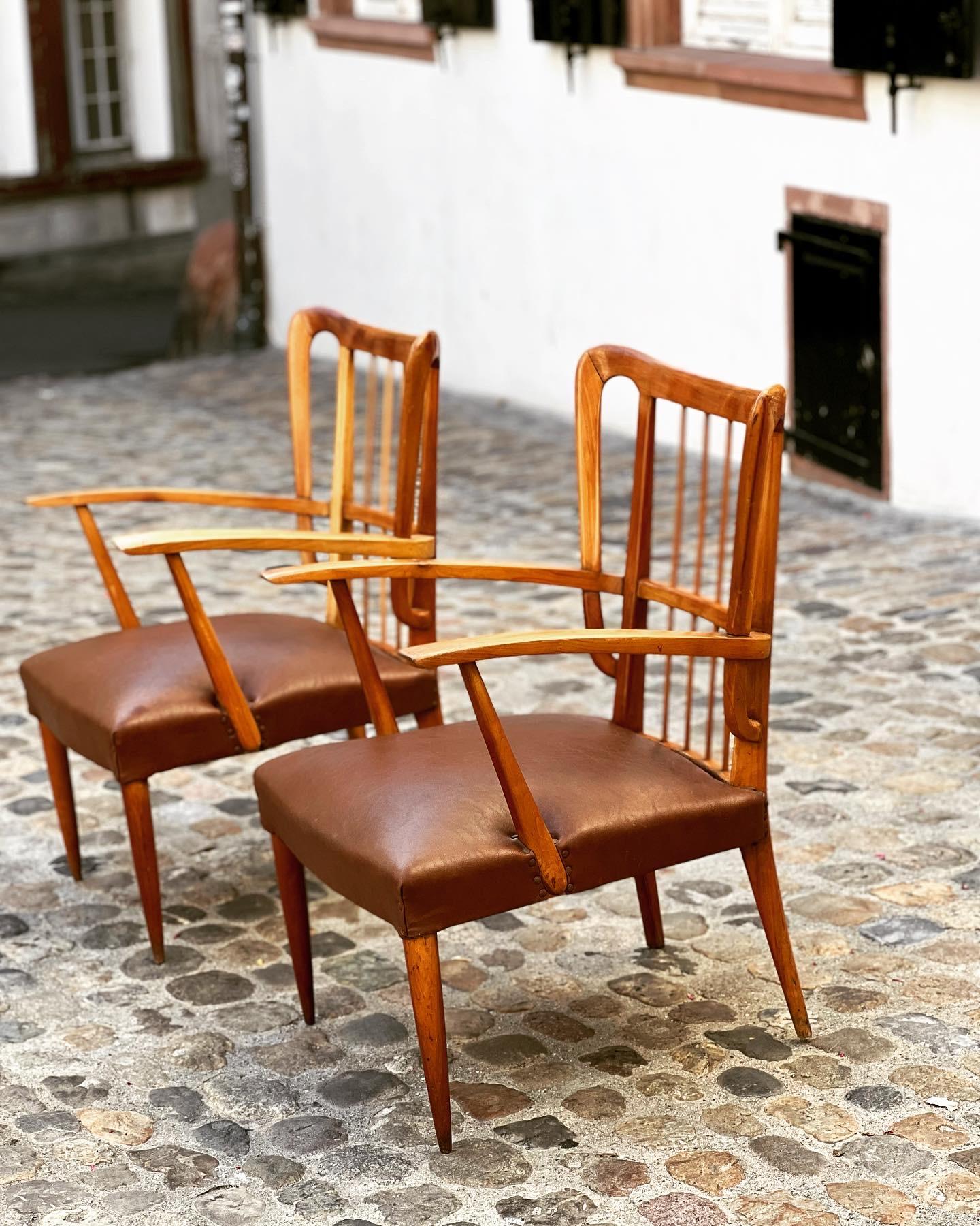 Mid-20th Century Pair of Paolo Buffa Armchairs in Rosewood, Italy 1950s, Mid-Century Modern