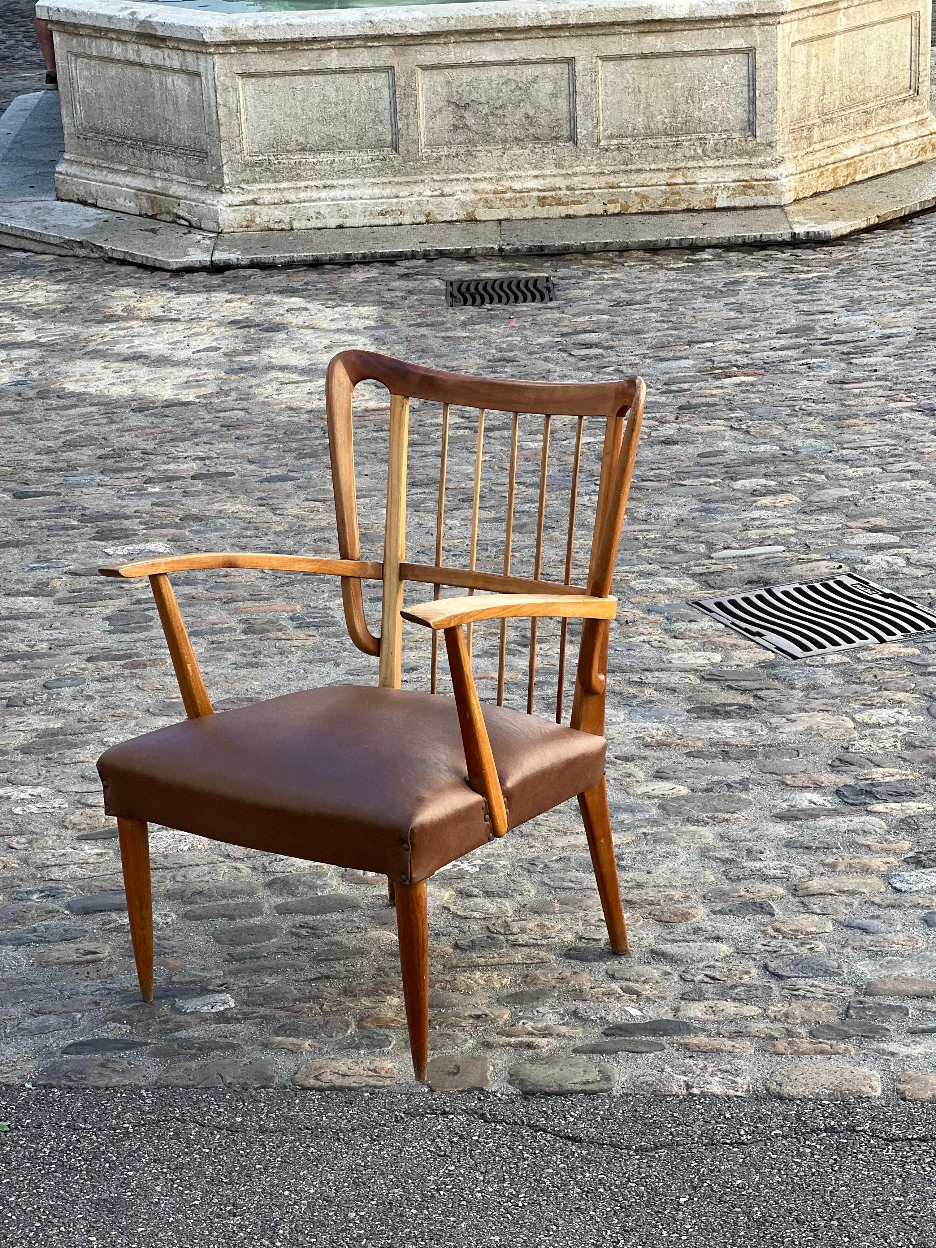 Pair of Paolo Buffa Armchairs in Rosewood, Italy 1950s, Mid-Century Modern 2
