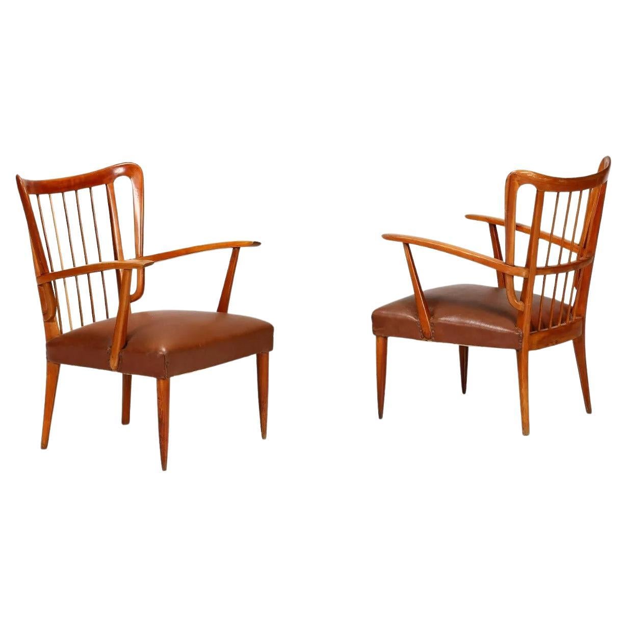 Pair of Paolo Buffa Armchairs in Rosewood, Italy 1950s, Mid-Century Modern