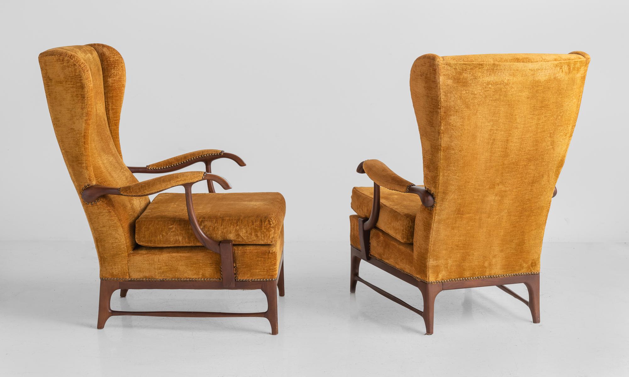 Modern Pair of Paolo Buffa Armchairs, Italy, circa 1960
