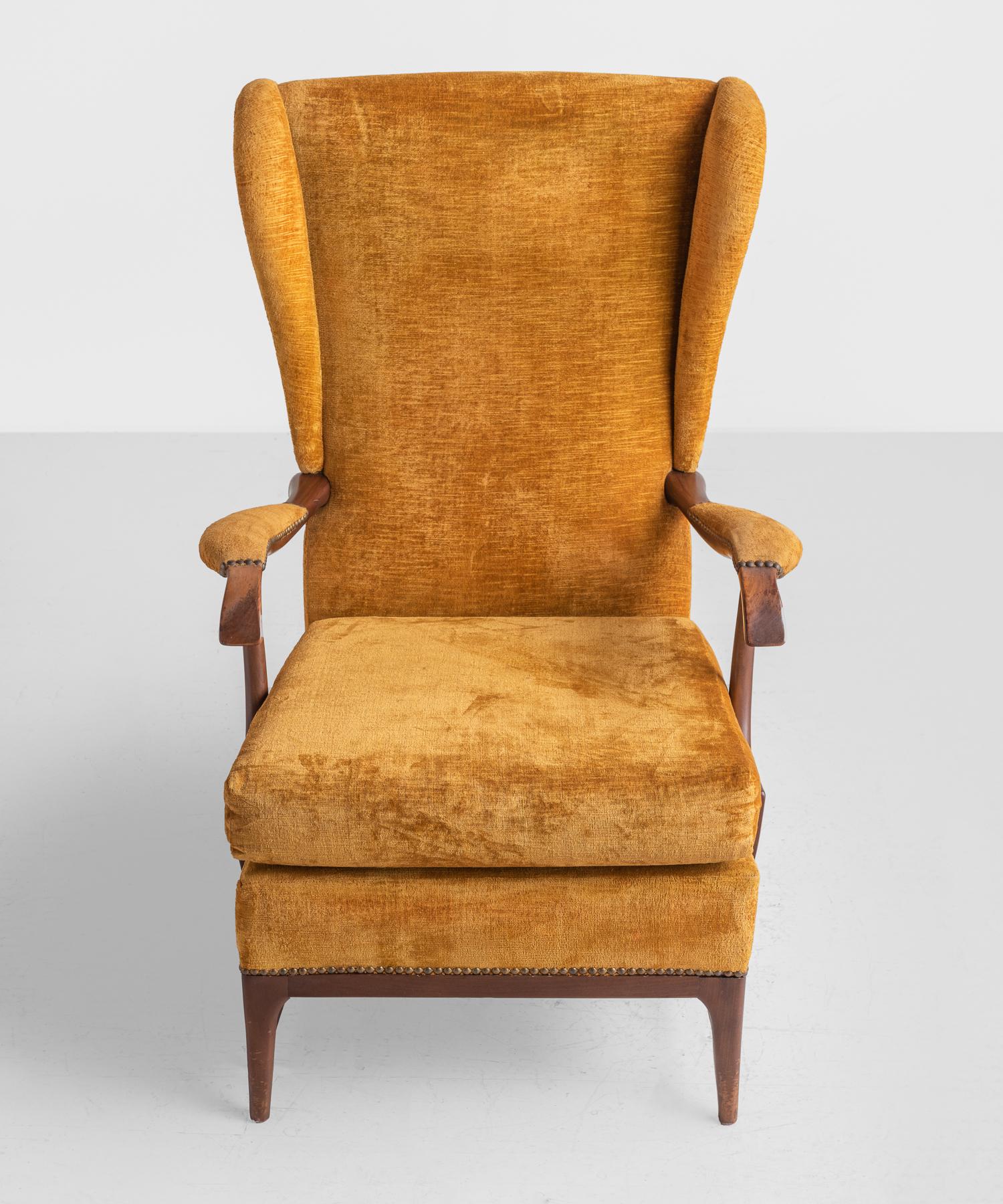 Carved Pair of Paolo Buffa Armchairs, Italy, circa 1960