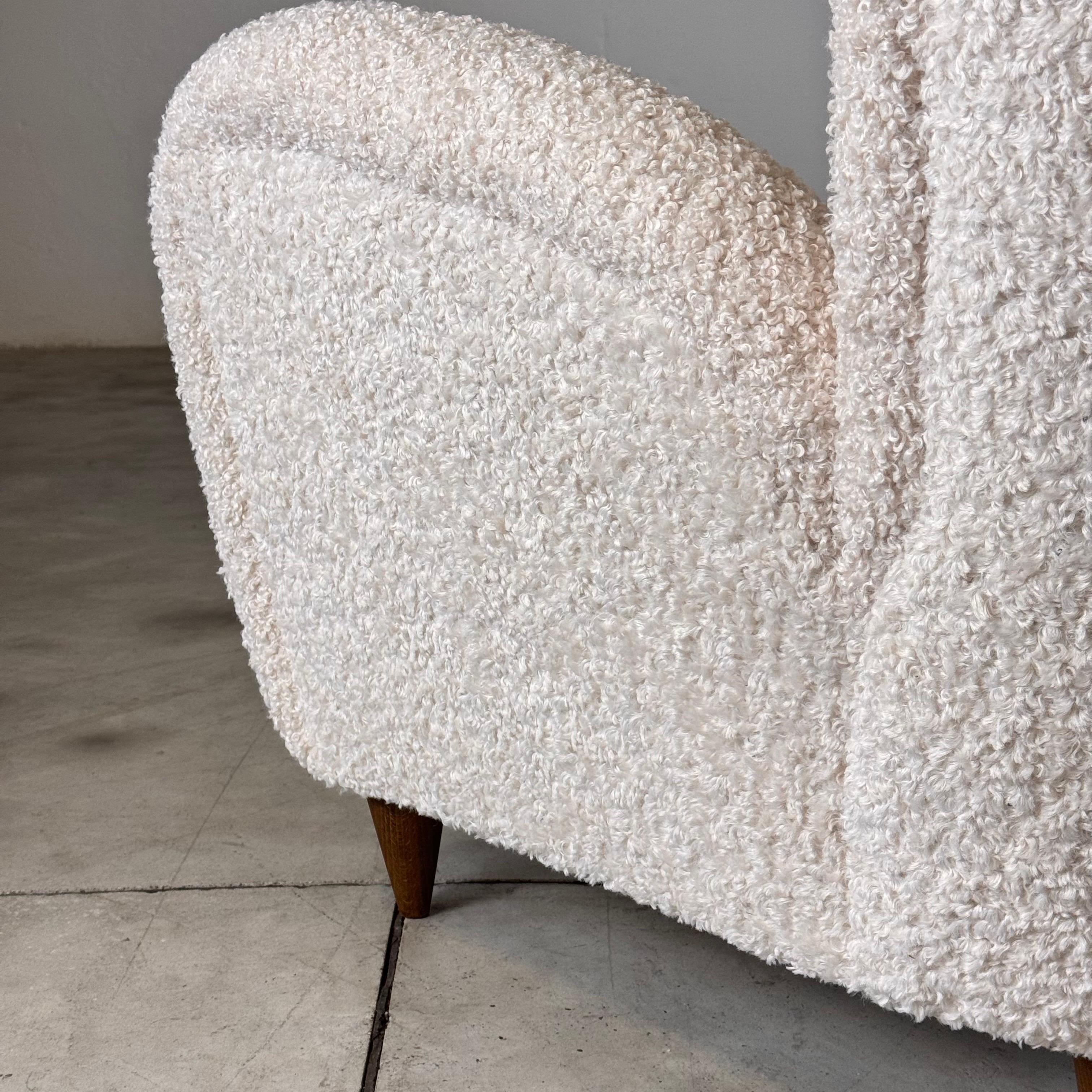 Pair of Paolo Buffa Attr. Lounge Chairs, Faux Poodle Fabric & Walnut Legs, 1950s 5