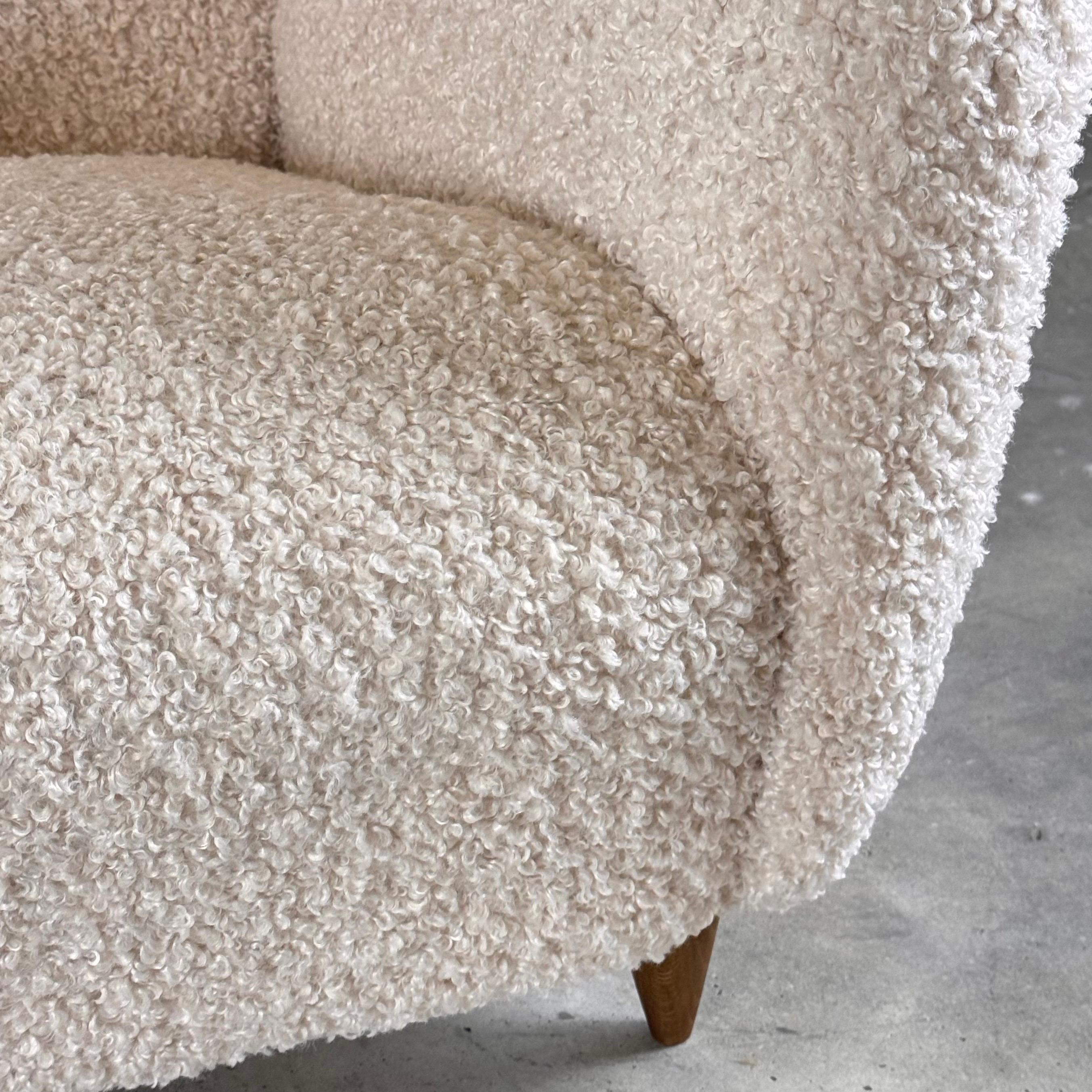 Pair of Paolo Buffa Attr. Lounge Chairs, Faux Poodle Fabric & Walnut Legs, 1950s 7
