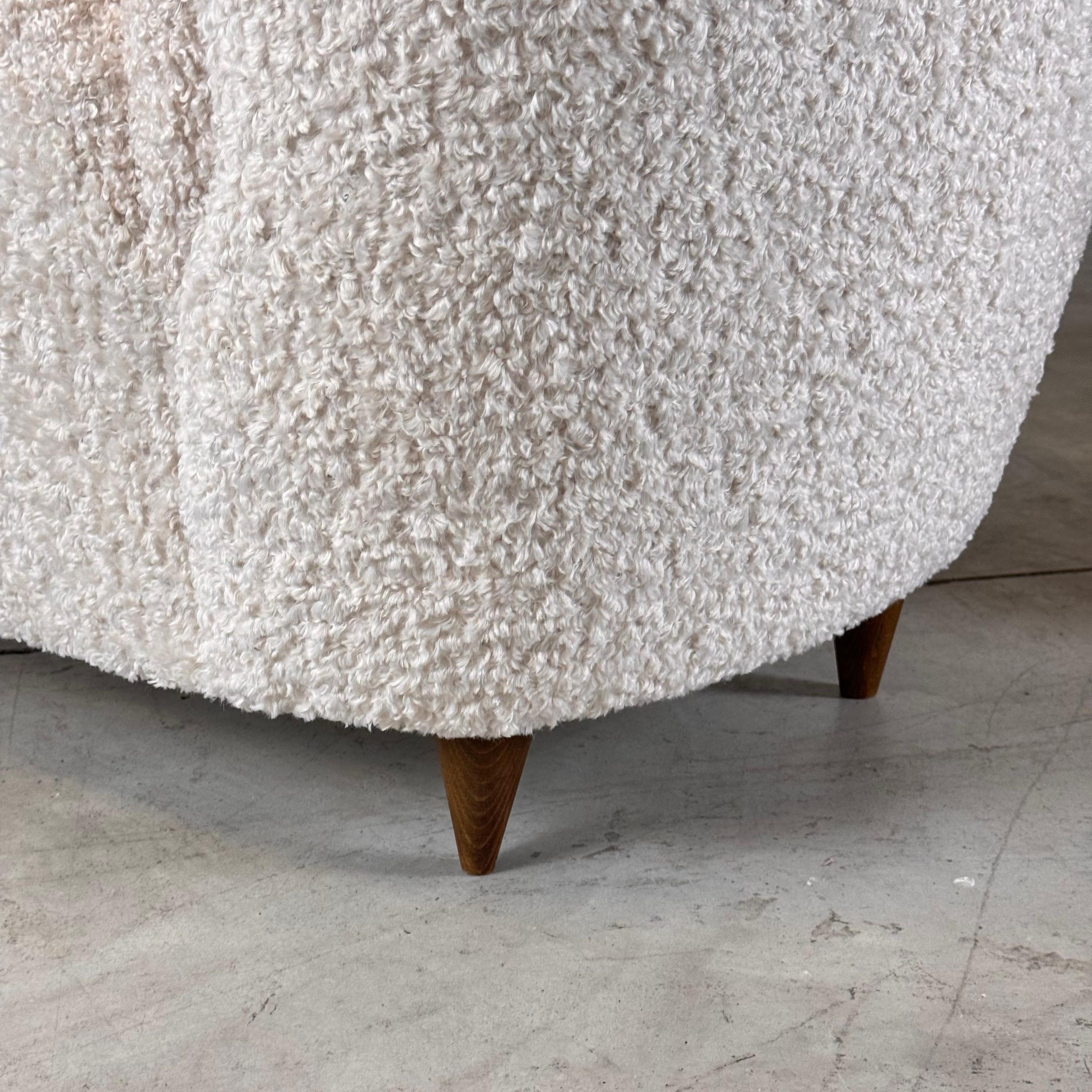 Pair of Paolo Buffa Attr. Lounge Chairs, Faux Poodle Fabric & Walnut Legs, 1950s 9