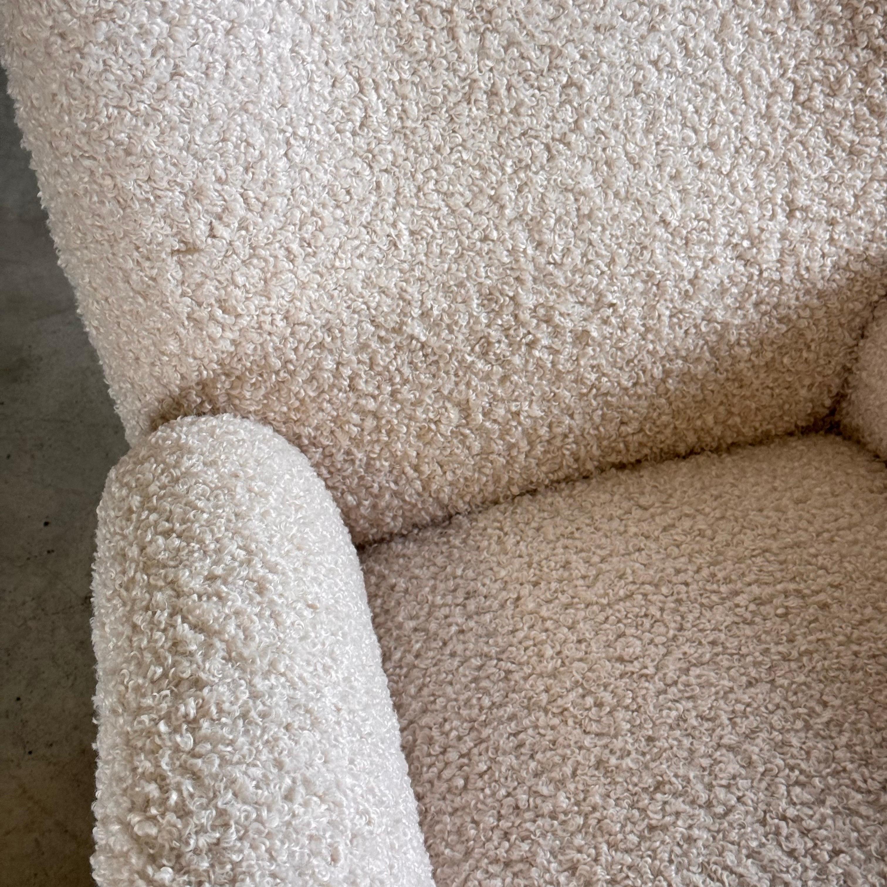 Pair of Paolo Buffa Attr. Lounge Chairs, Faux Poodle Fabric & Walnut Legs, 1950s 3