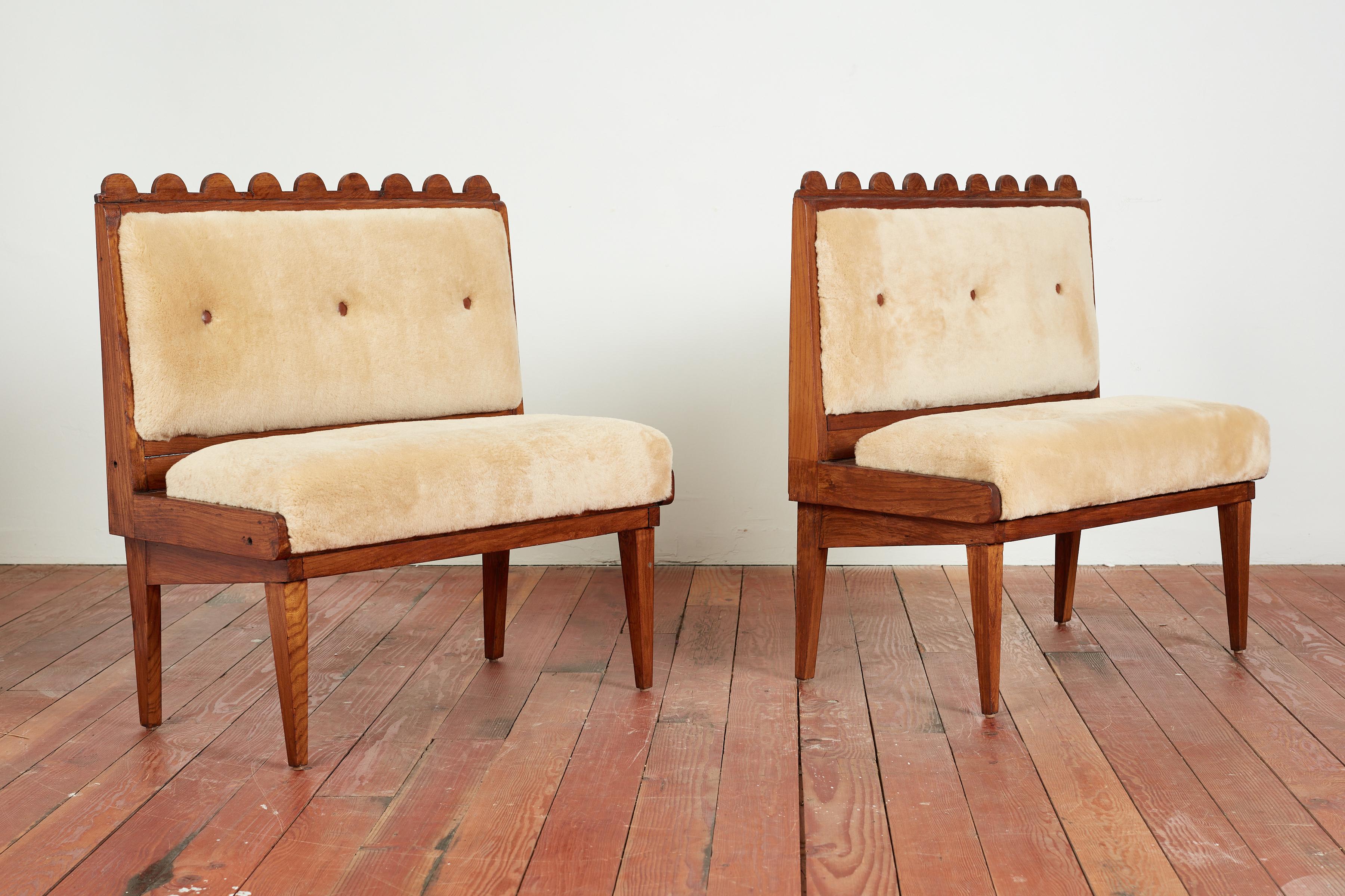 Pair of Paolo Buffa Attribured Benches  In Good Condition For Sale In Beverly Hills, CA