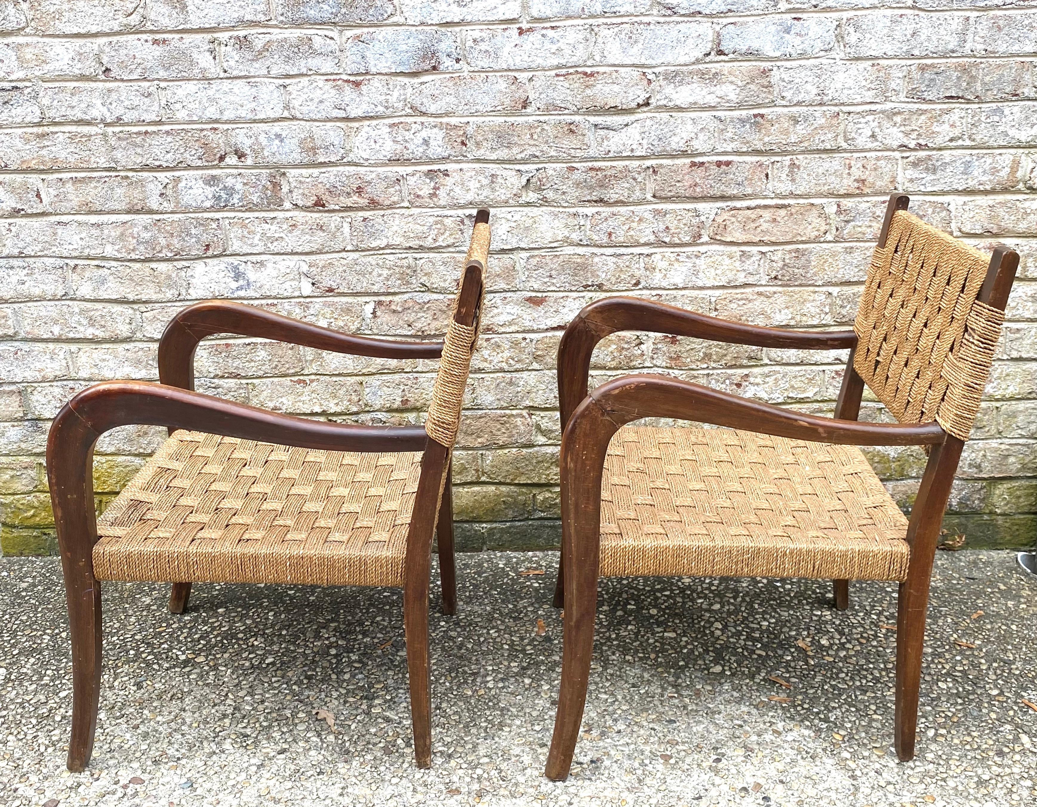 Pair of Paolo Buffa Cord Chairs For Sale 6