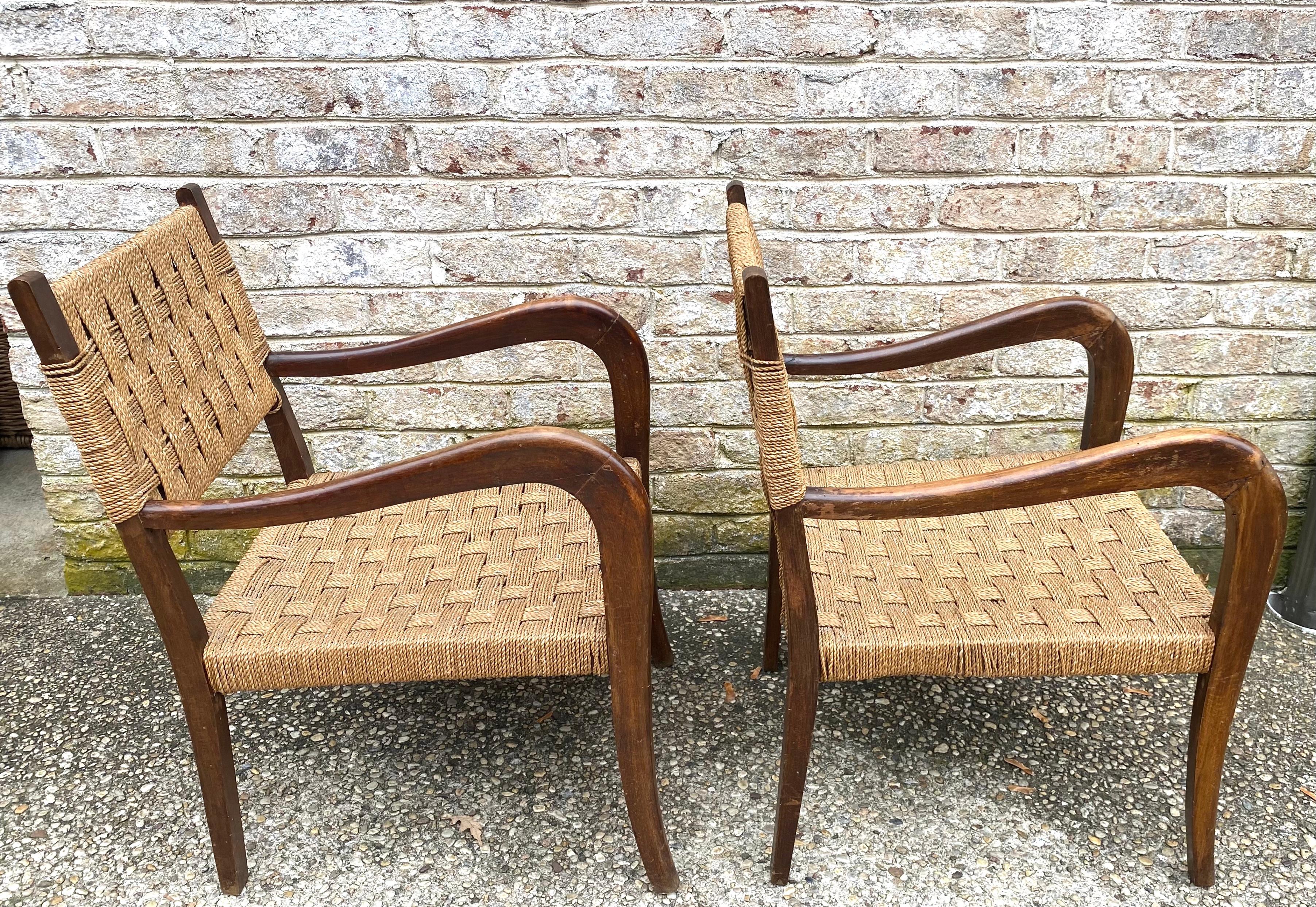 Pair of Paolo Buffa Cord Chairs For Sale 9