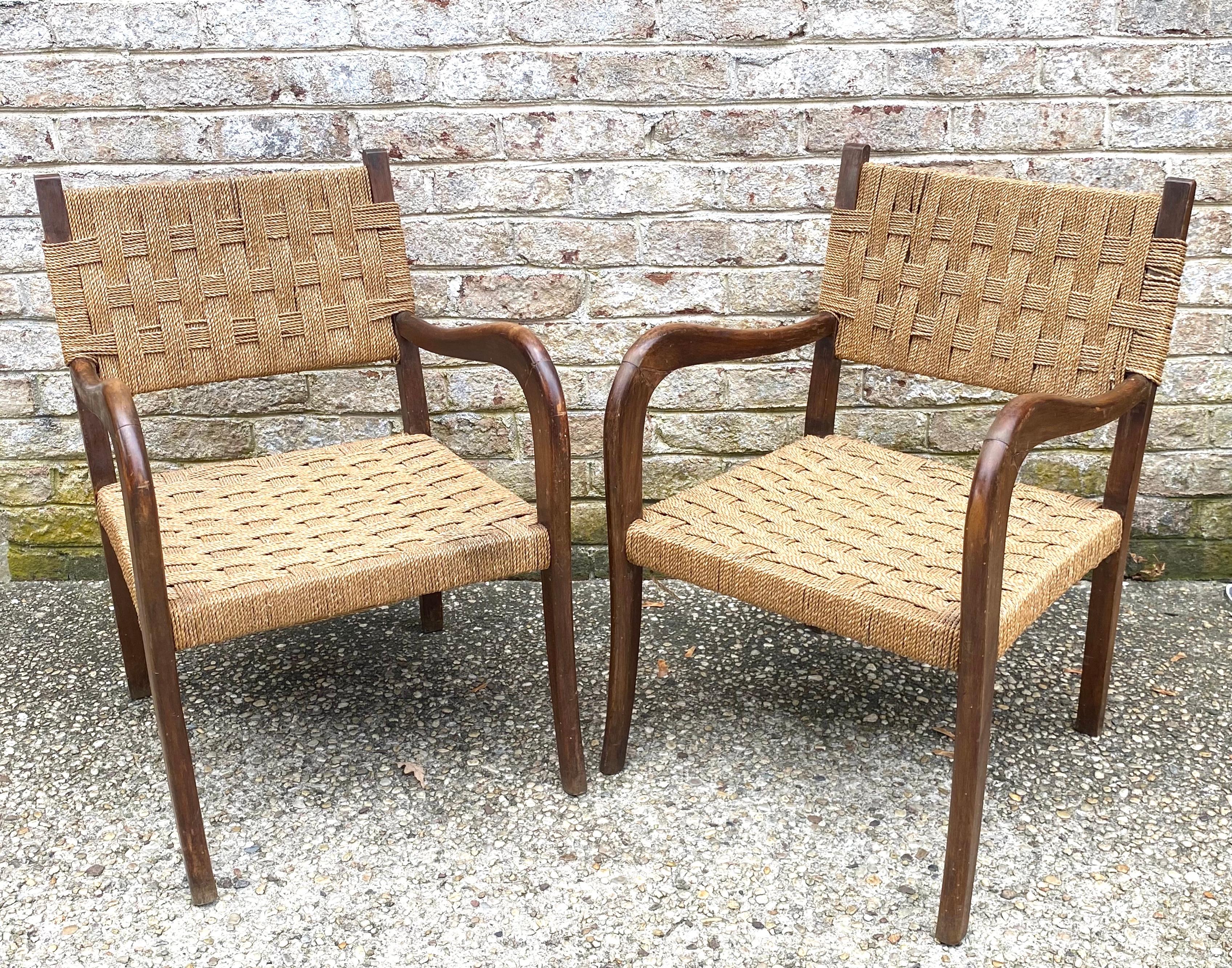 Beautiful pair of Paolo Buffa cord back and seat armchairs .....