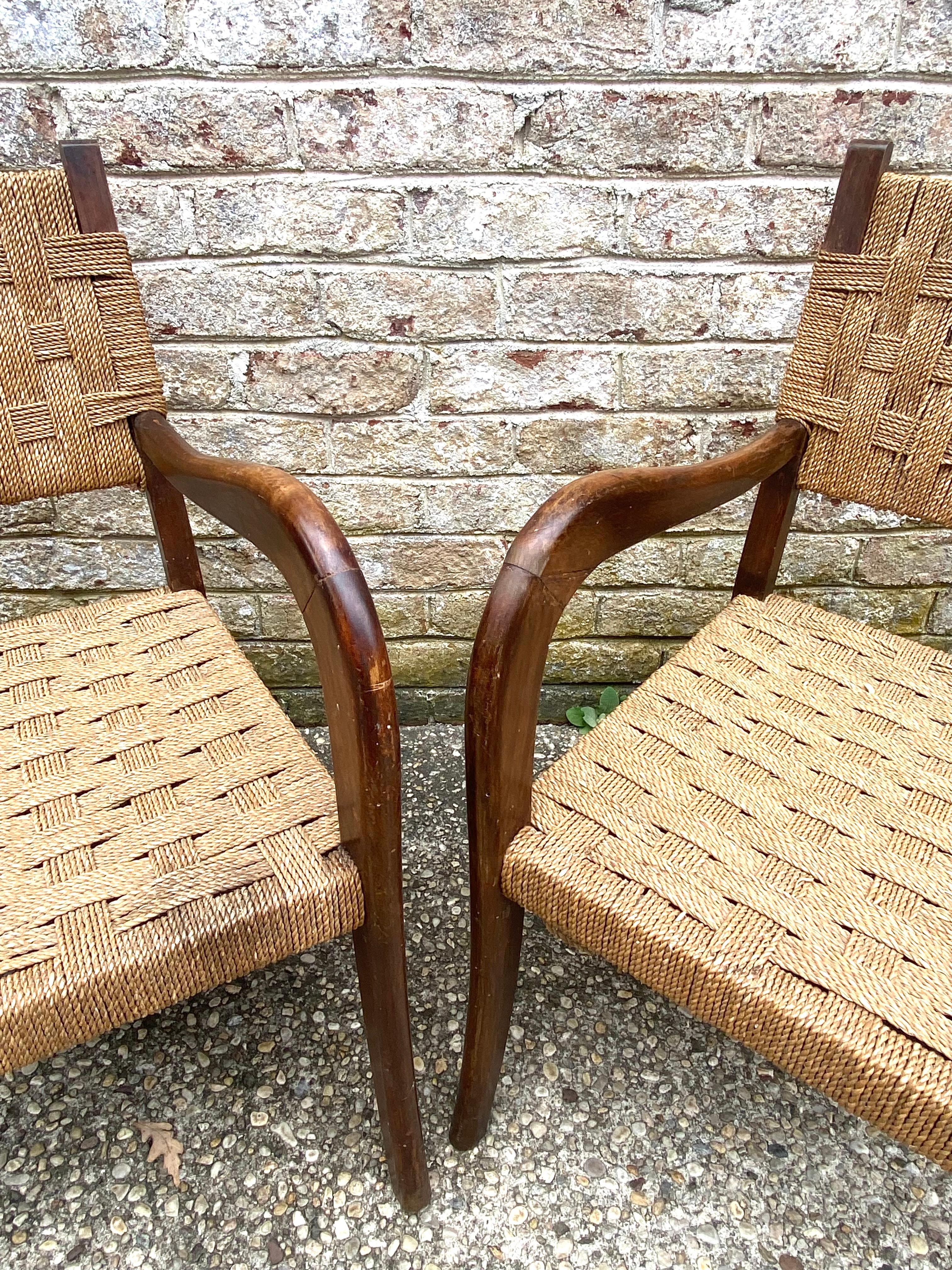 Pair of Paolo Buffa Cord Chairs In Good Condition For Sale In East Hampton, NY