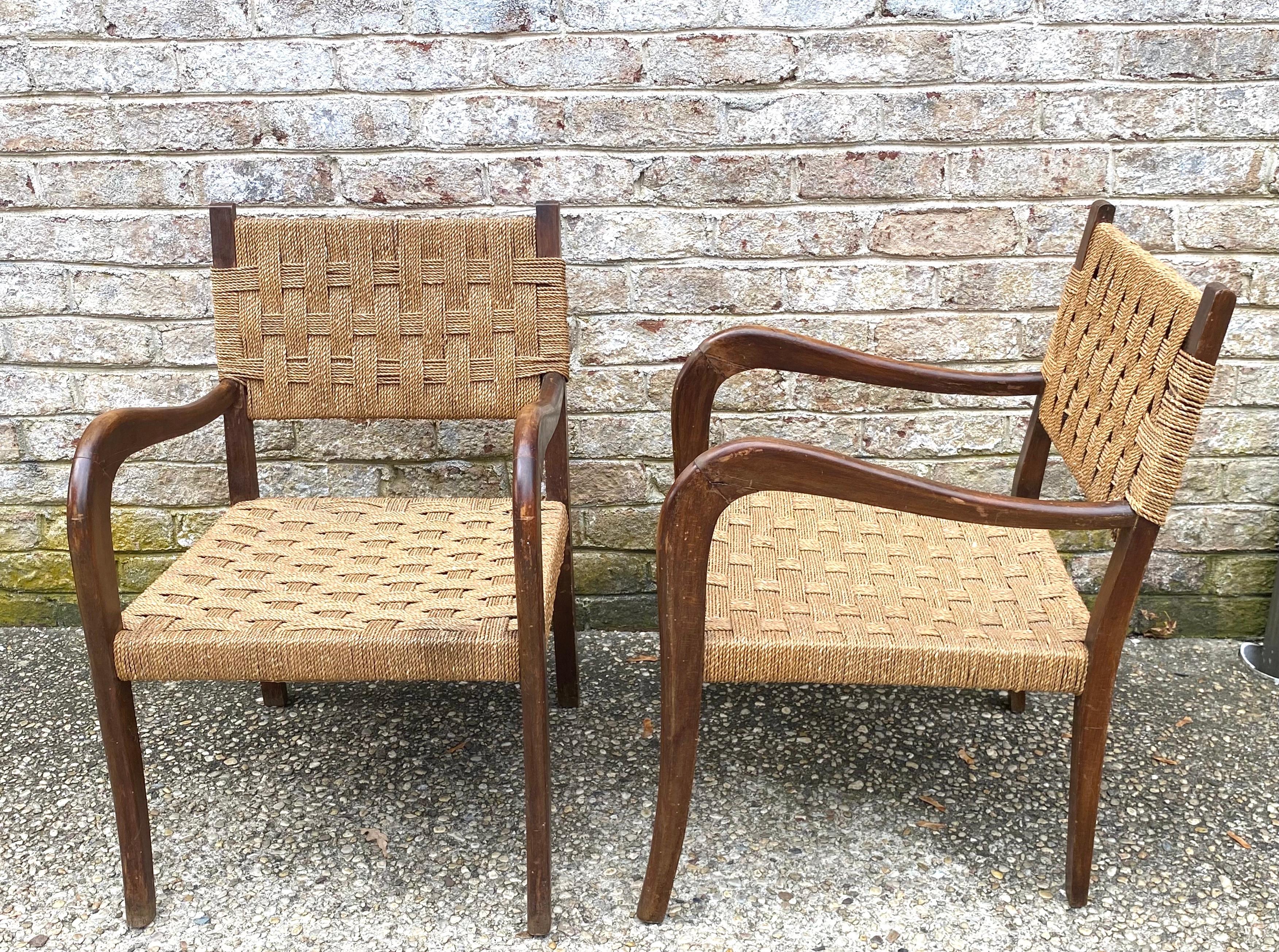 Pair of Paolo Buffa Cord Chairs For Sale 4