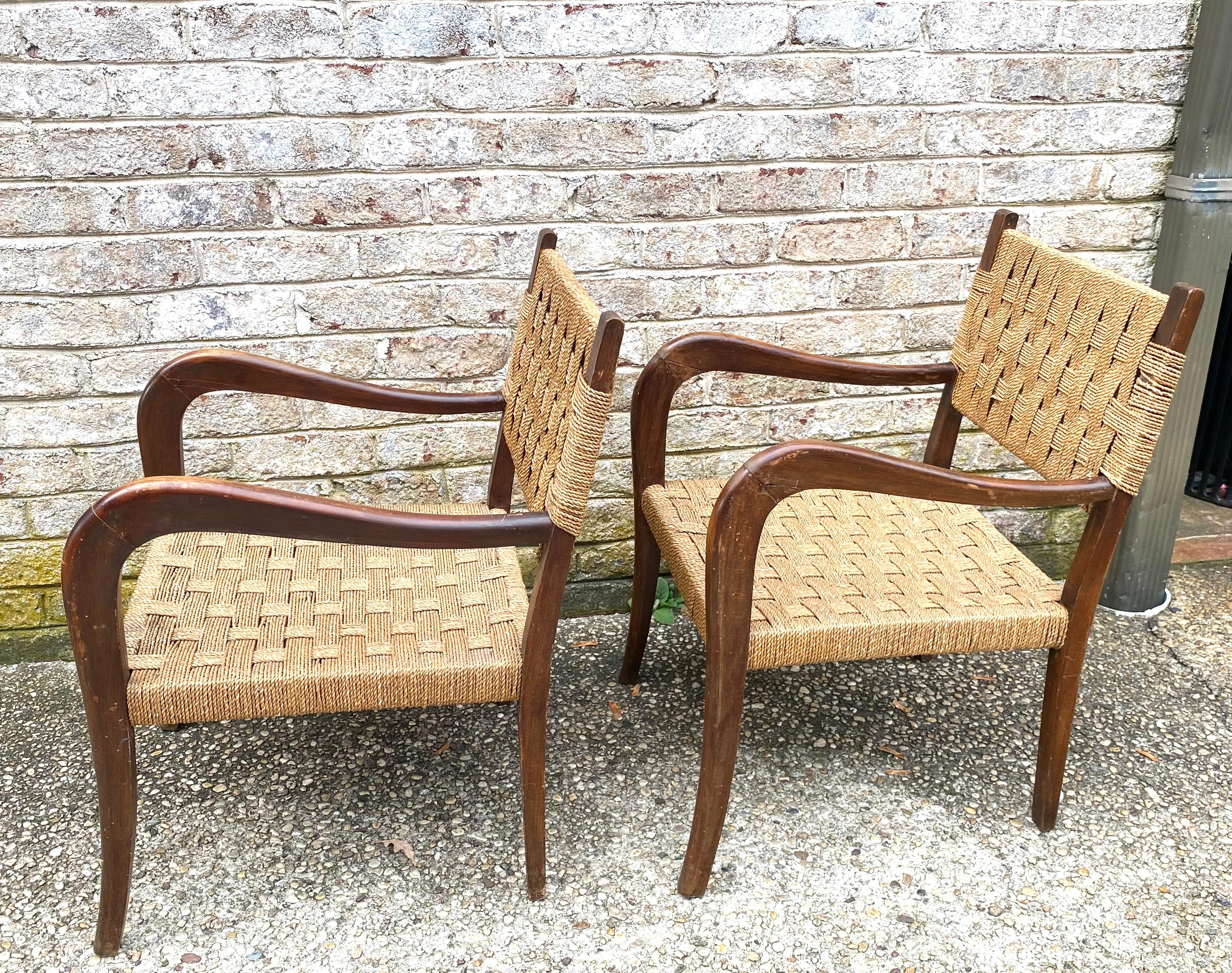 Pair of Paolo Buffa Cord Chairs For Sale 5