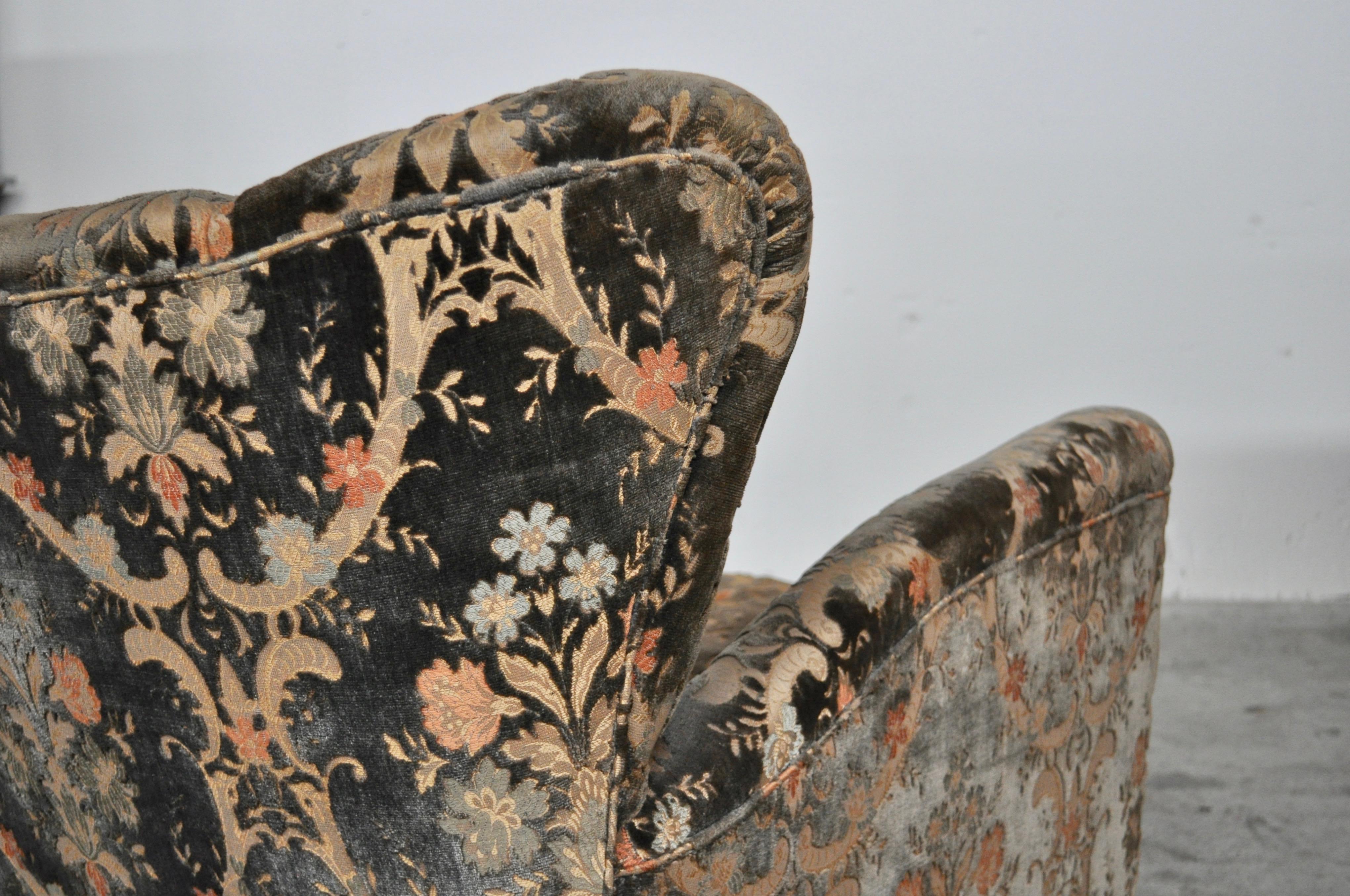 Pair of Paolo Buffa Floral Velvet Armchairs with Fringes, Italy, 1950 For Sale 2