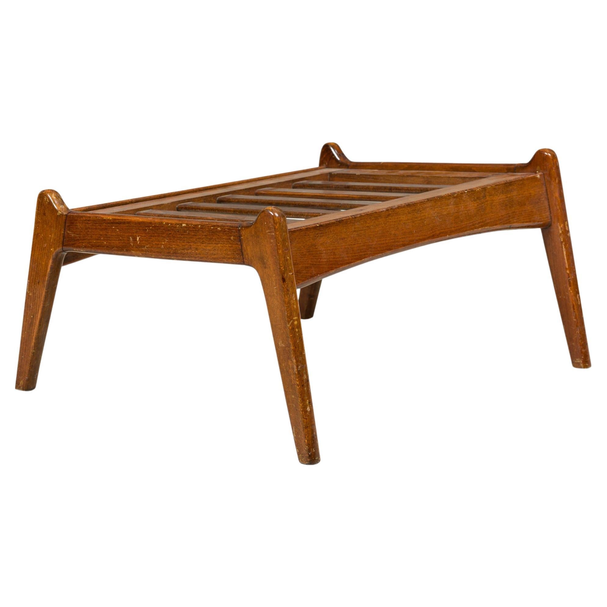 Pair of Paolo Buffa Italian Mid-Century Walnut Slat Top Ottomans