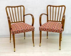 Pareja de sillones italianos modernos de mediados de siglo de Paolo Buffa, años 50