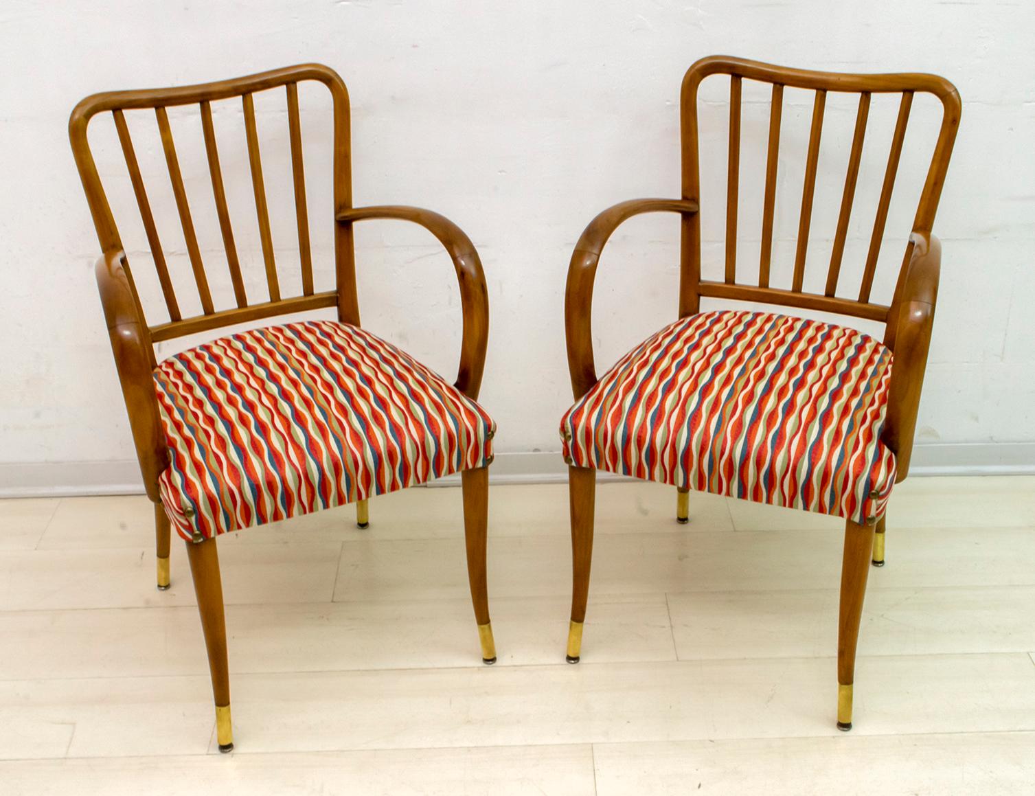 Pair of Paolo Buffa Mid-Century Modern Italian Armchairs, 1950s In Good Condition In Puglia, Puglia