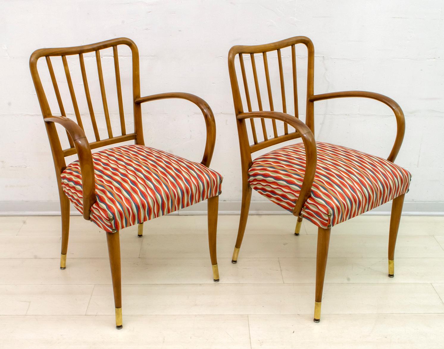 Fabric Pair of Paolo Buffa Mid-Century Modern Italian Armchairs, 1950s
