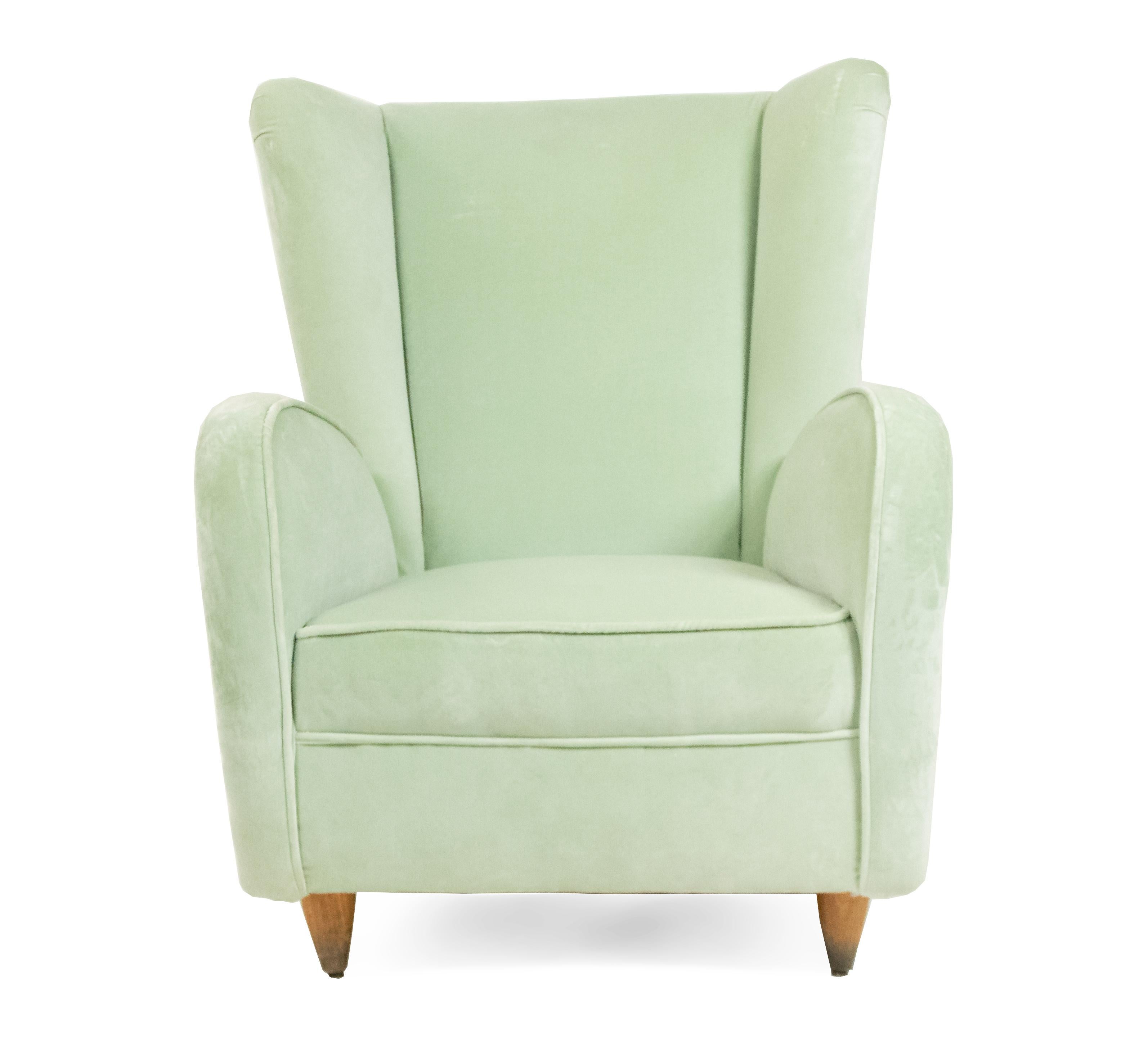 sage green velvet armchair