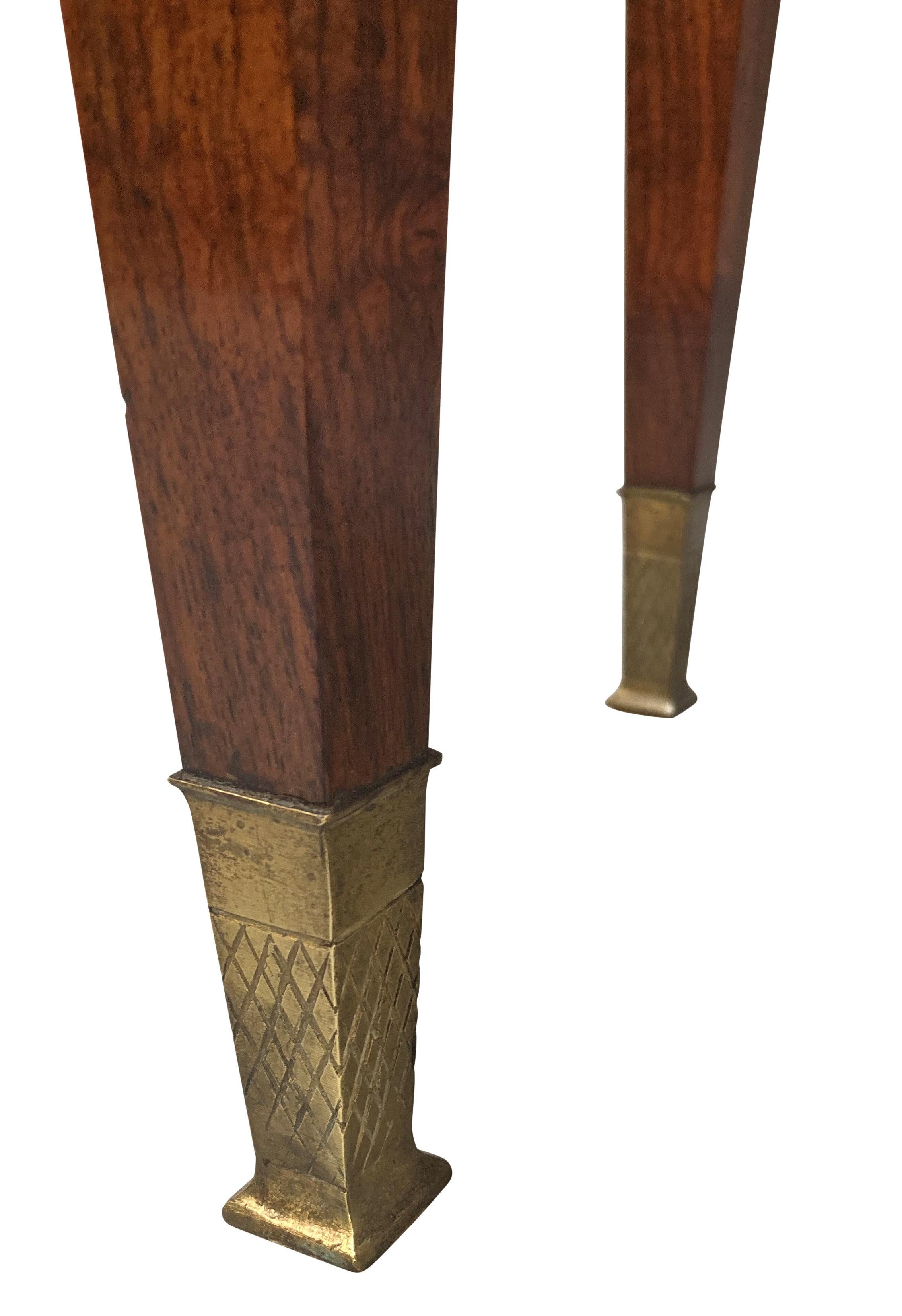 Brass Pair Of Night Stands With Marble Tops In The Manner Of Paolo Buffa For Sale