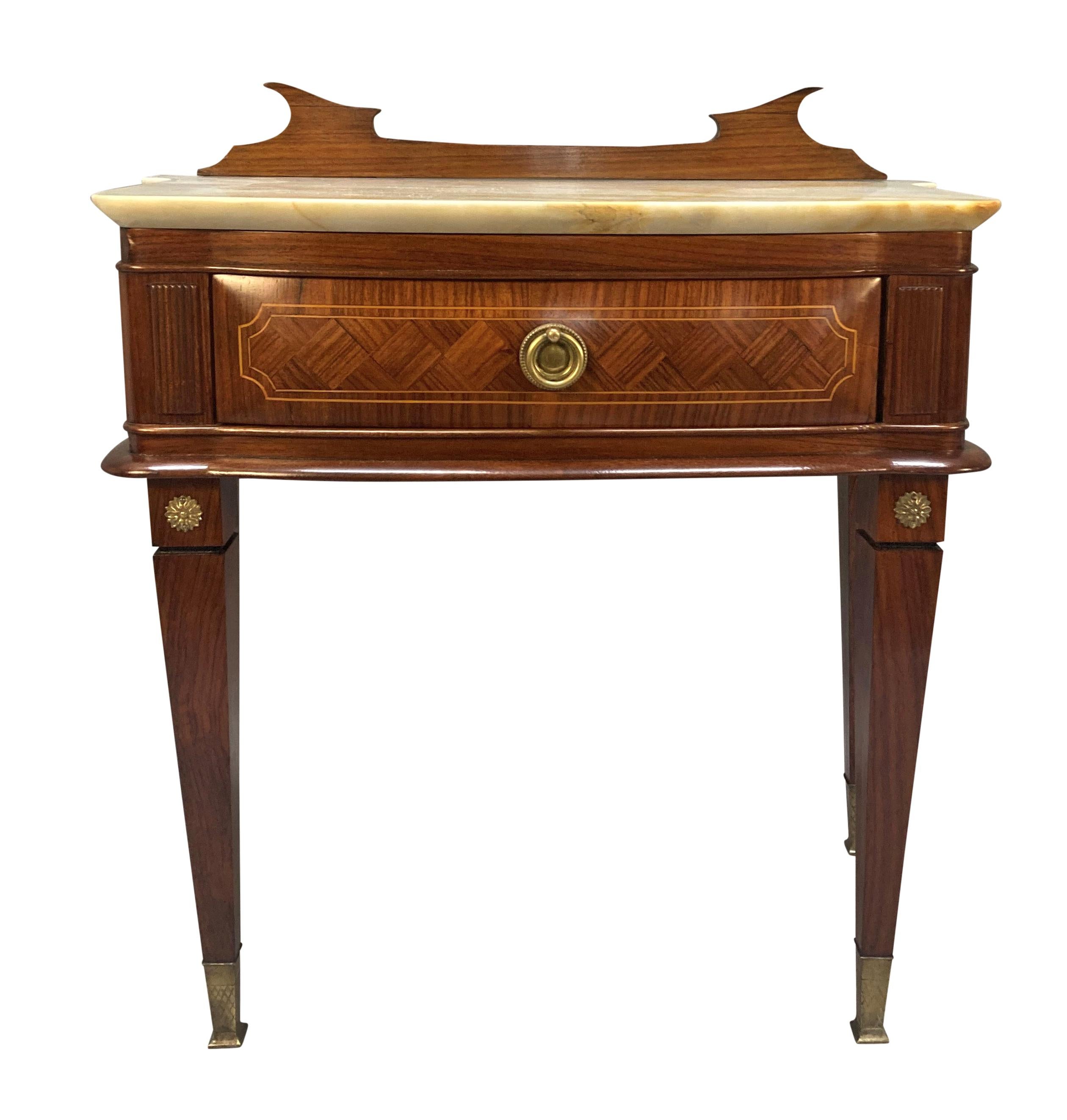 Pair Of Night Stands With Marble Tops In The Manner Of Paolo Buffa For Sale 1