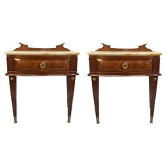 Pair Of Paolo Buffa Night Stands With Marble Tops