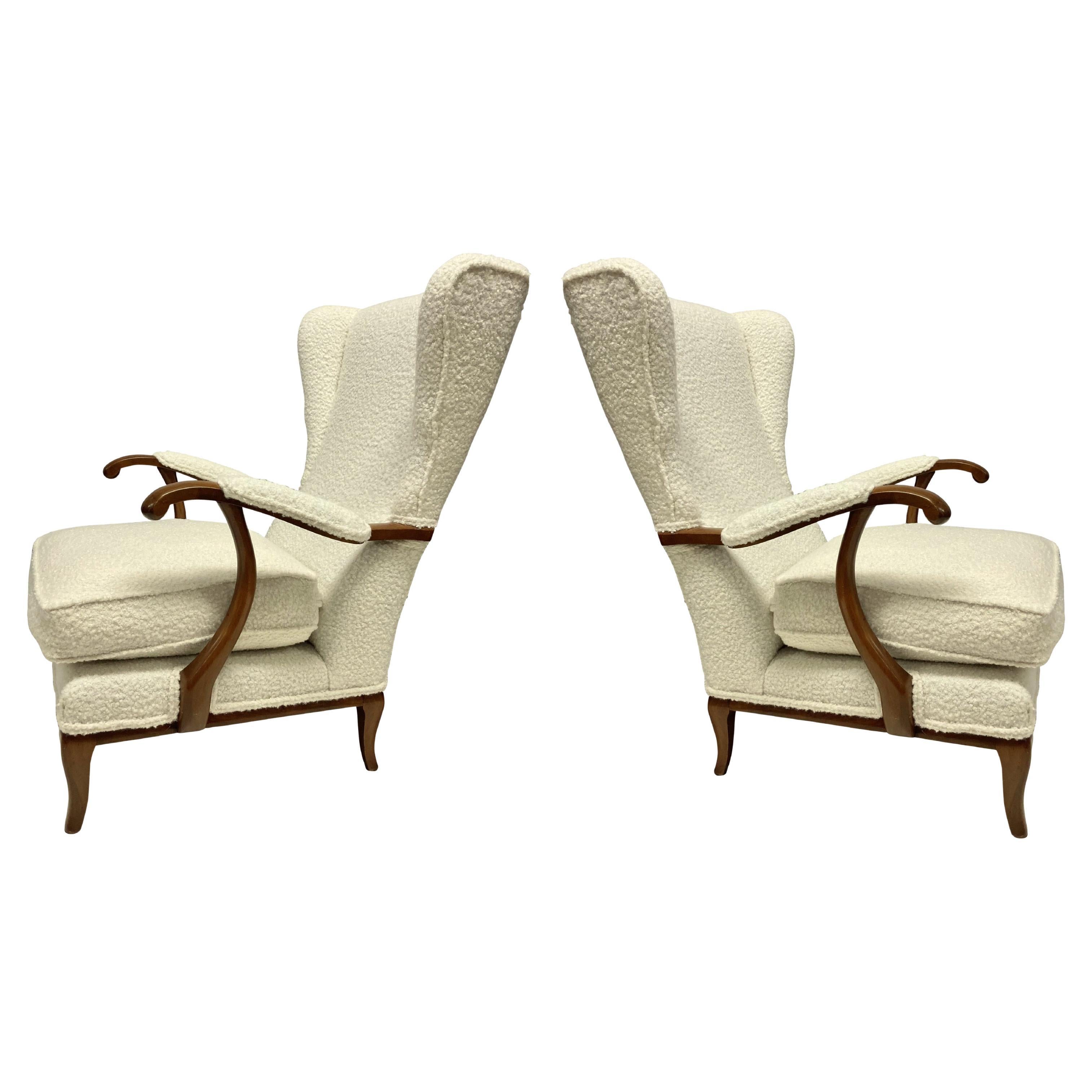 Pair of Paolo Buffa Wing Back Lounge Chairs For Sale