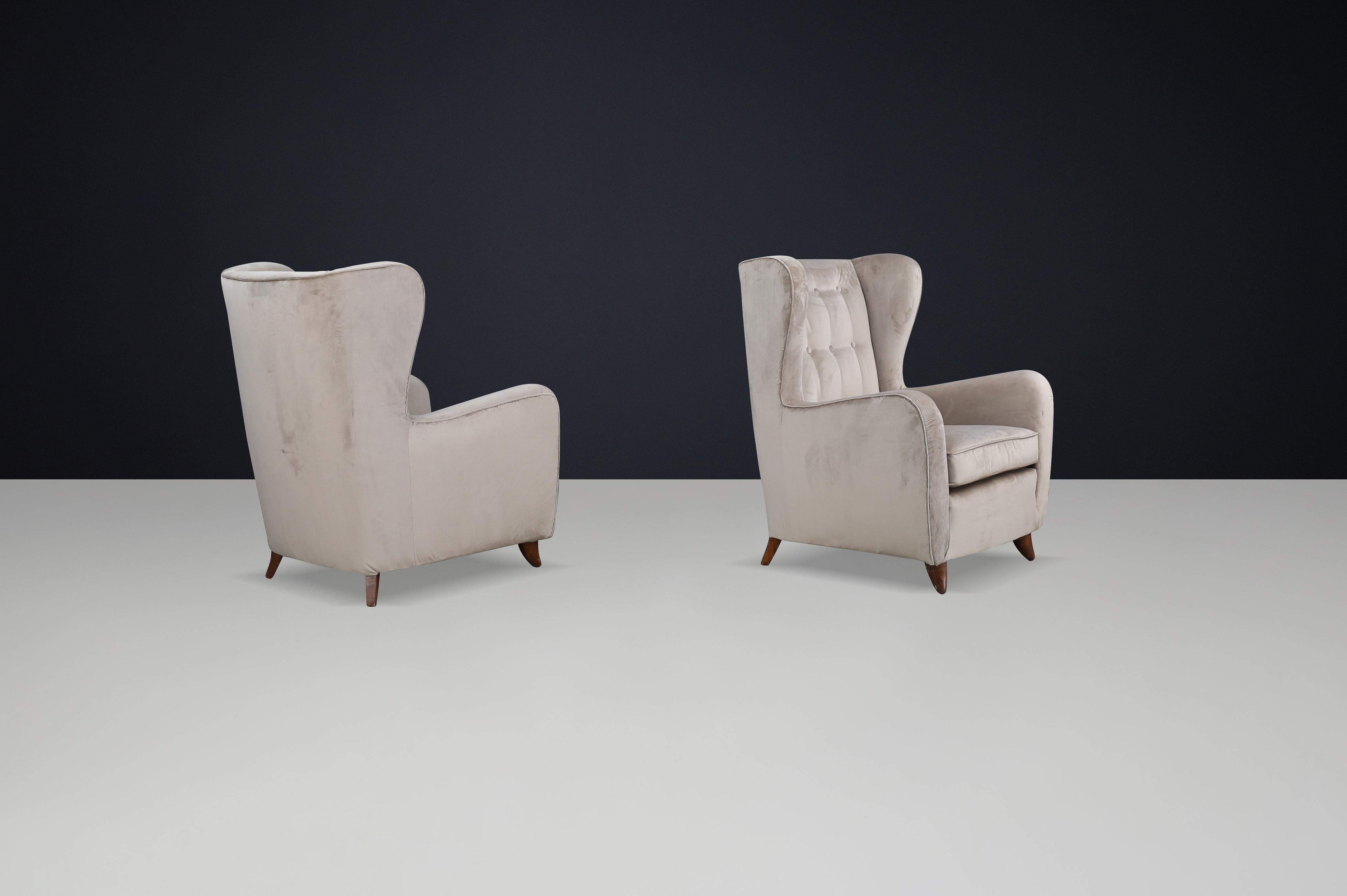 Mid-Century Modern Paire de fauteuils en velours Paolo Buffa, Italie, années 1950 en vente