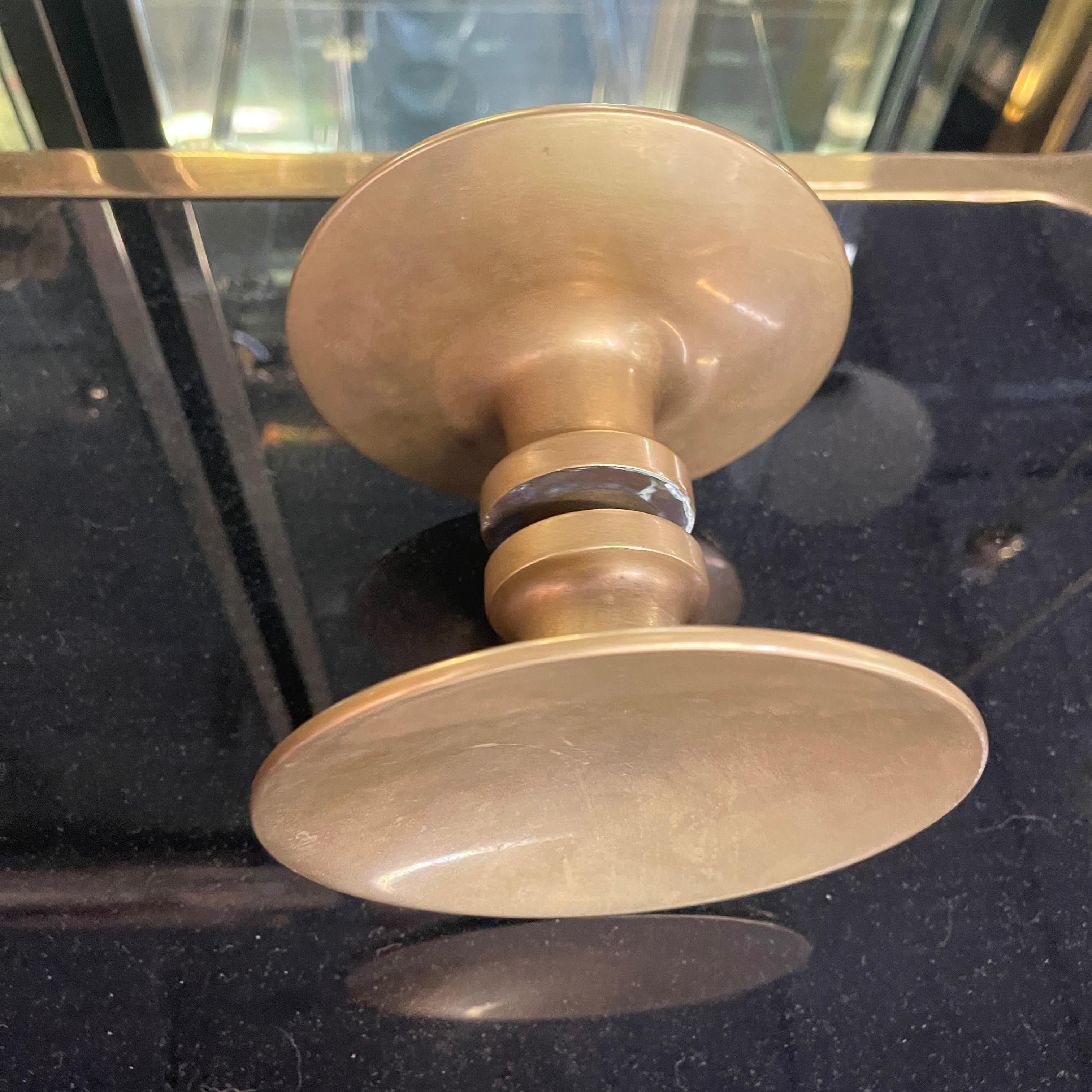 Mid-Century Modern Pair of Paolo di Poli Solid Brass Round Door Pulls