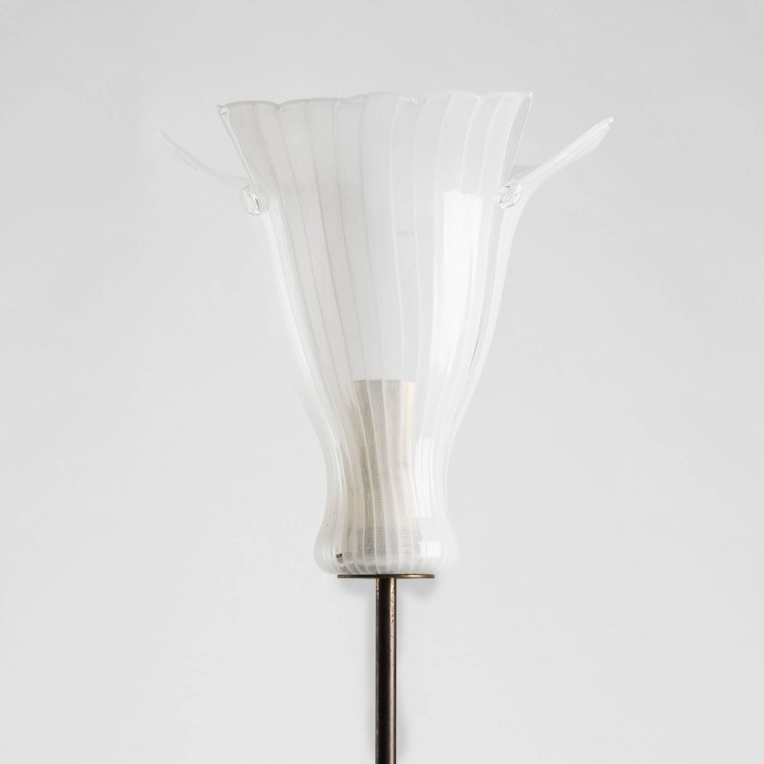 Pair of Paolo Venini Floor Lamps from the 1960s in Zanfirico Glass In Good Condition In Milan, IT