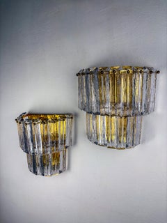Pair of Paolo Venini Two-Tier Murano Glass Wall Sconces, 1970s