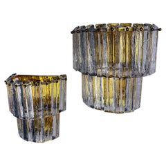 Pair of Paolo Venini Two-Tier Murano Glass Wall Sconces, 1970s