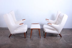 Pair of Papa Bear Chairs and Ottoman by Hans Wegner