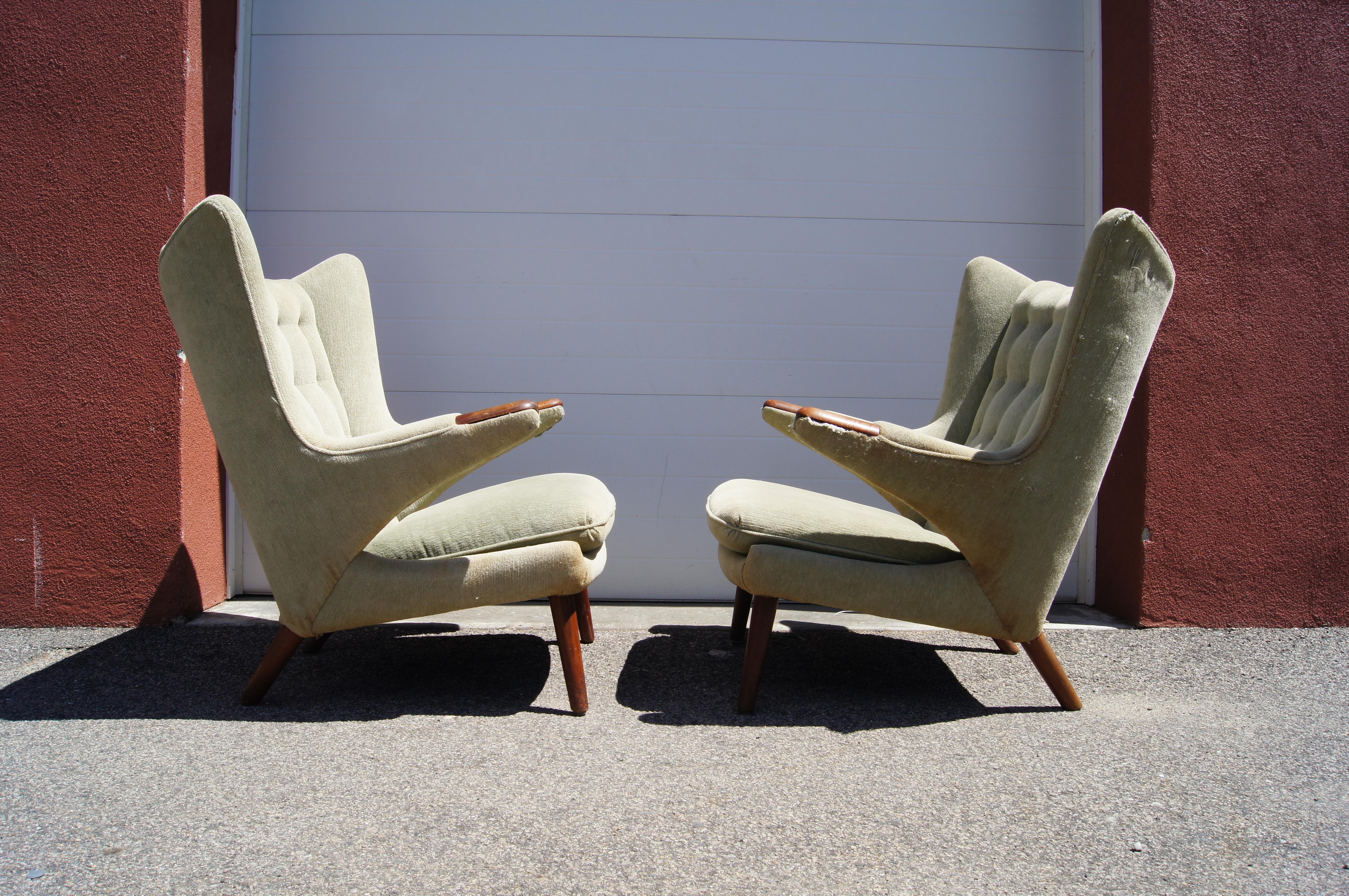 Mid-20th Century Pair of Papa Bear Chairs by Hans Wegner for A.P. Stolen