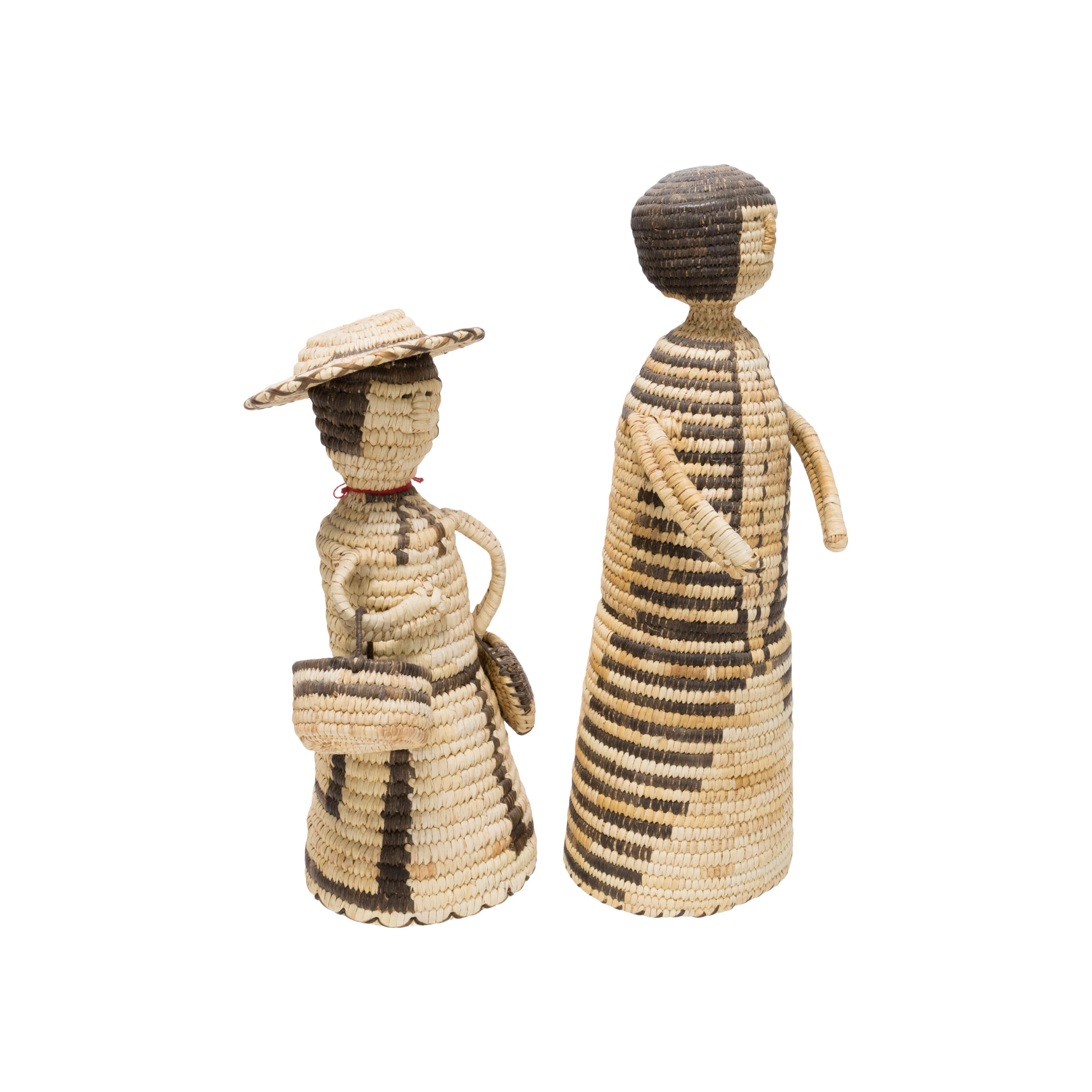 Native American Pair of Papago Basketry Dolls For Sale