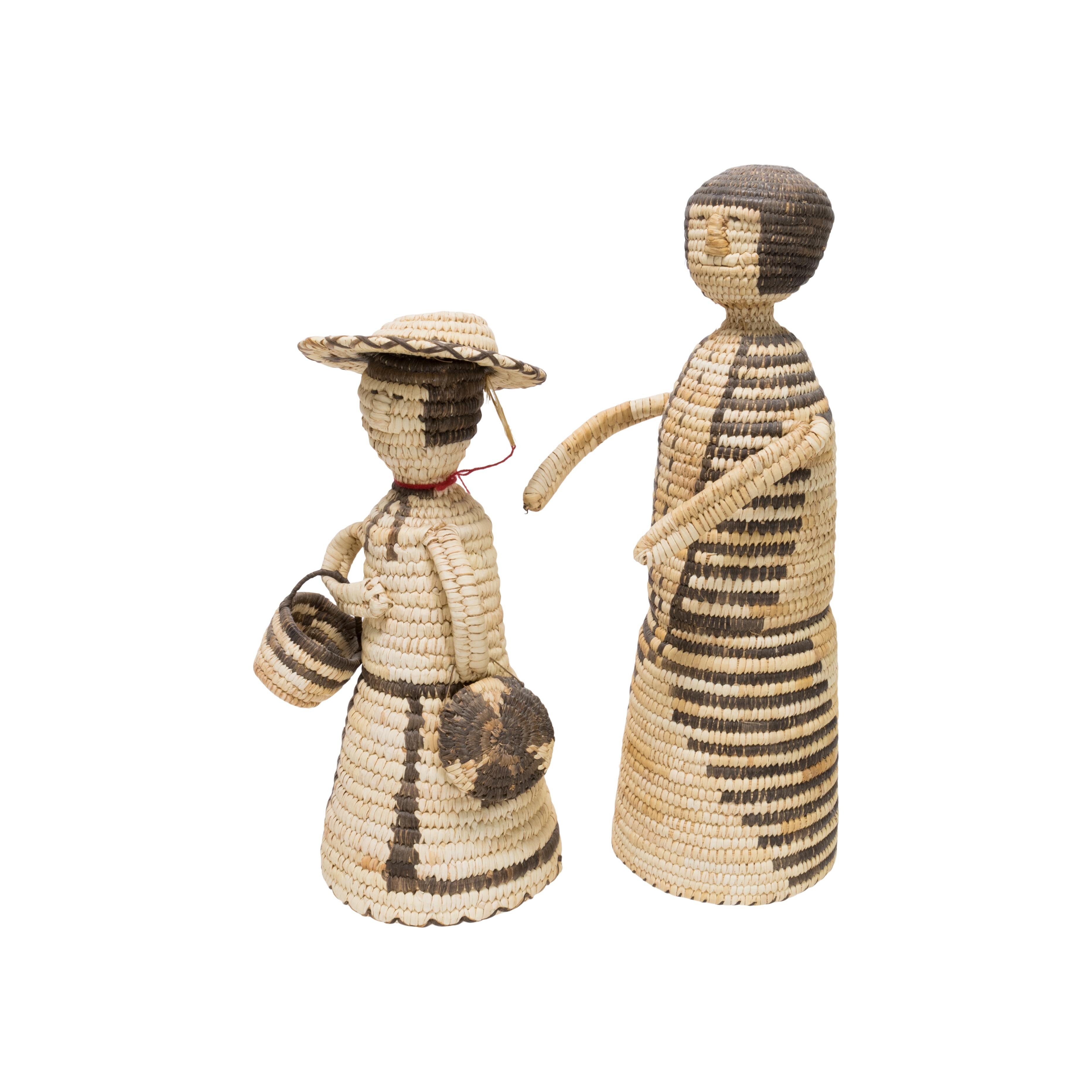 American Pair of Papago Basketry Dolls For Sale