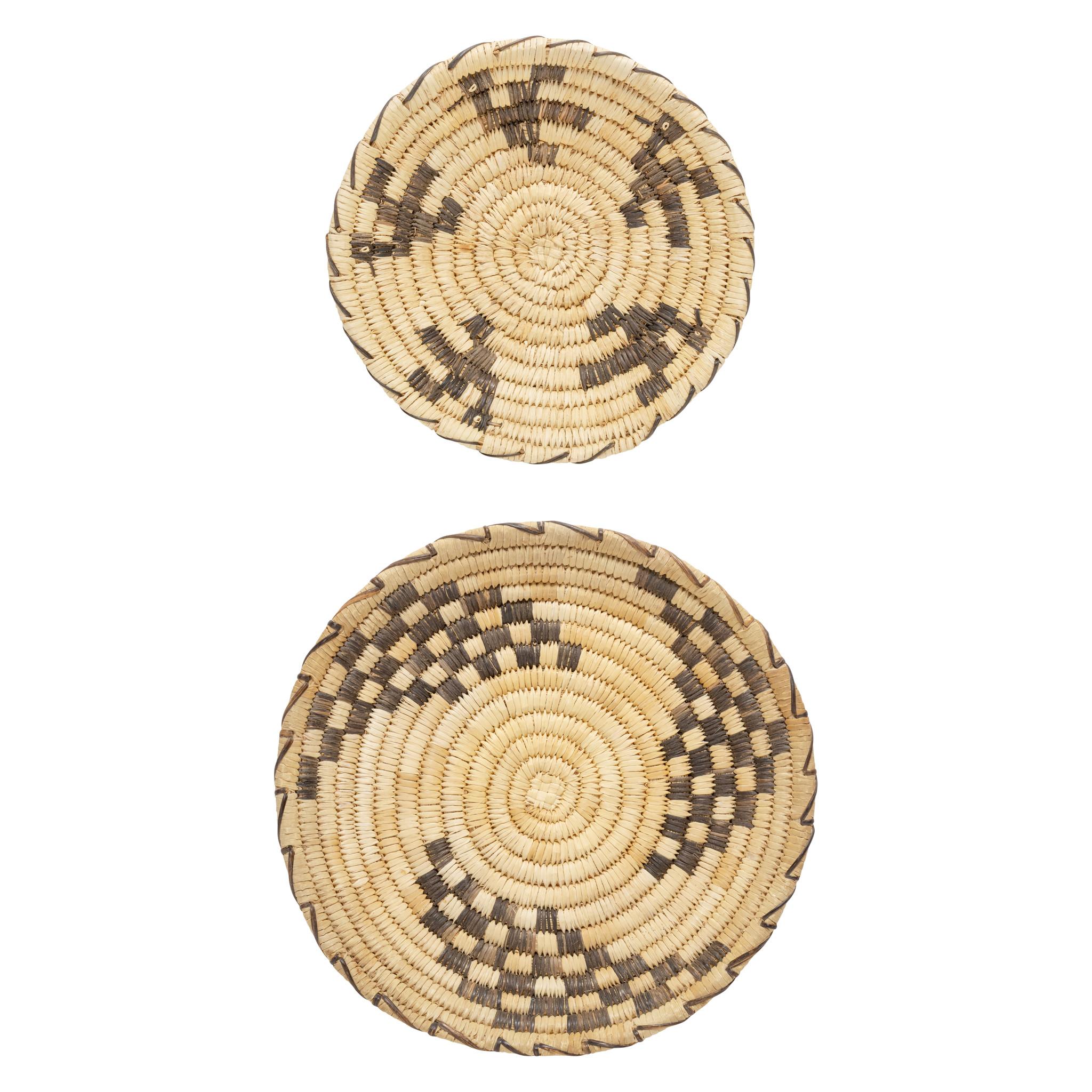 Natural Fiber Pair of Papago Platters For Sale