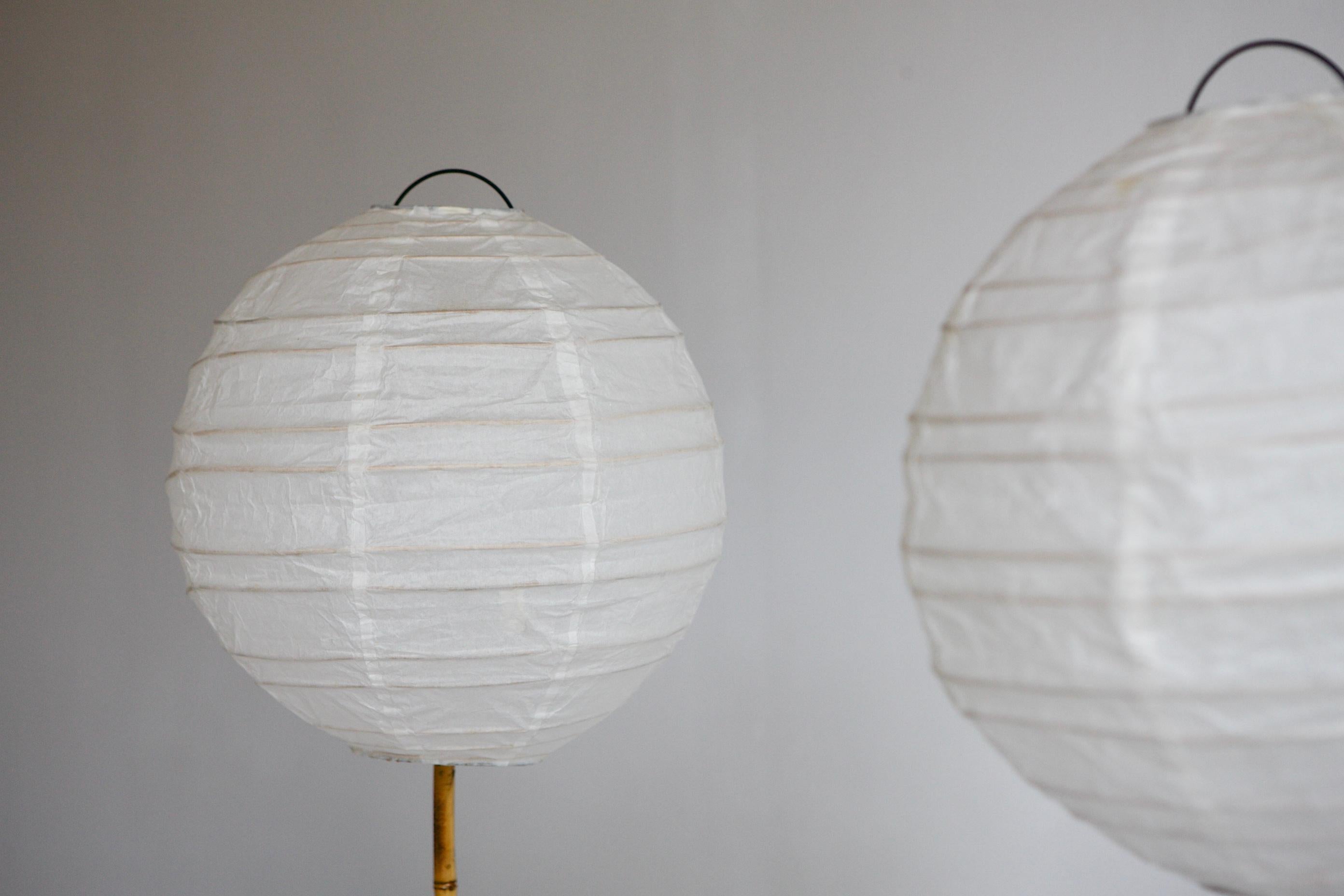 Italian Pair of Paper and Bamboo Table Lamps