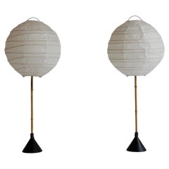 Pair of Paper and Bamboo Table Lamps